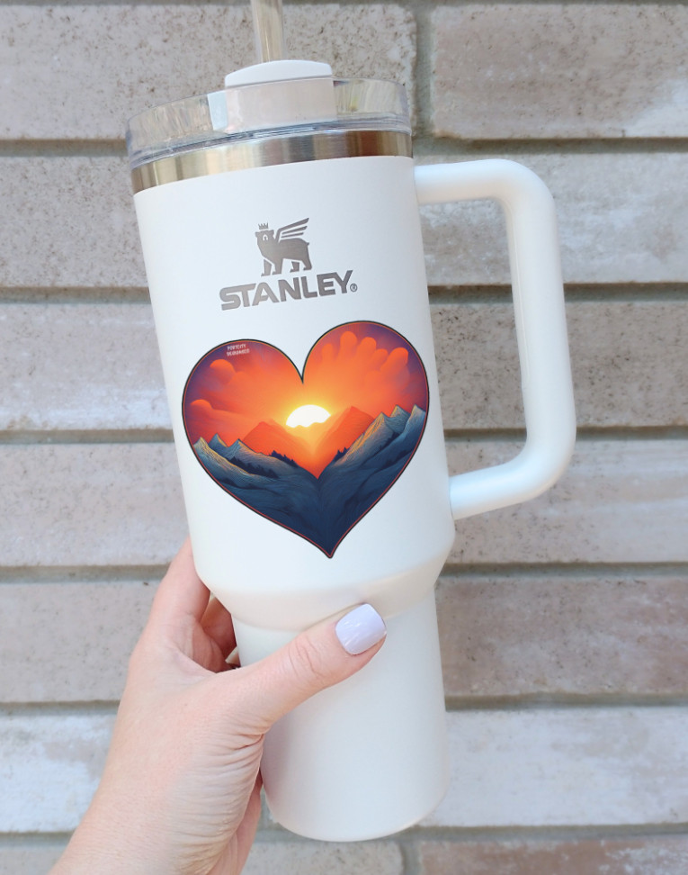 Smoky Mountains Sunrise Heart Custom Premium Vinyl Decal – Great Gift!