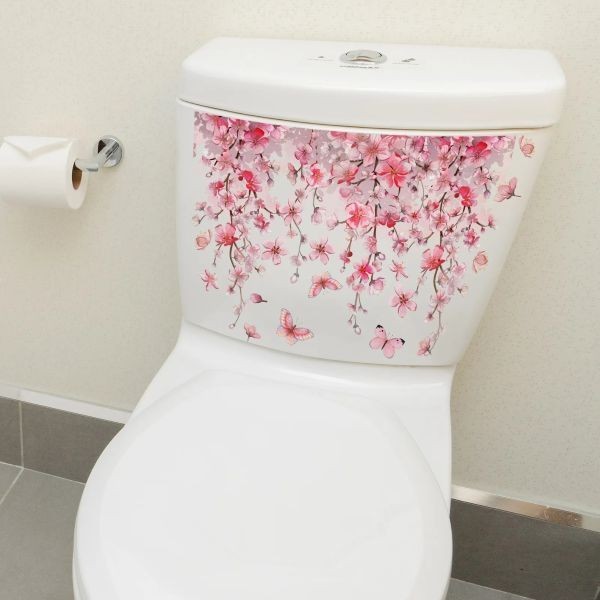 Bathroom Toilet Seat Lid Decal Butterfly Flower Wall Sticker Vinyl Home Decor
