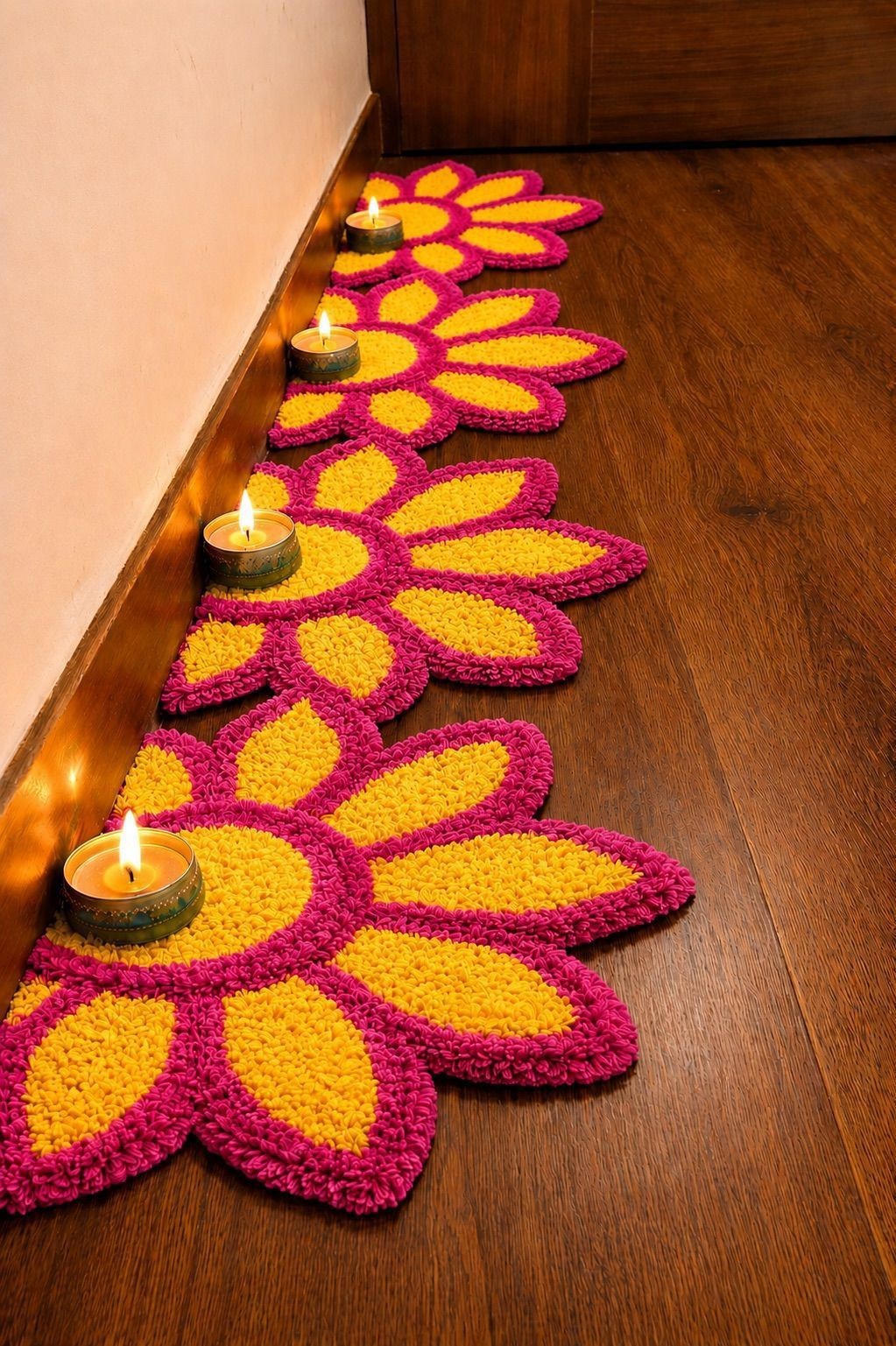Sunflower set of 8 Rangoli Mat – Festive Décor for Housewarming, Varalakshmi & D