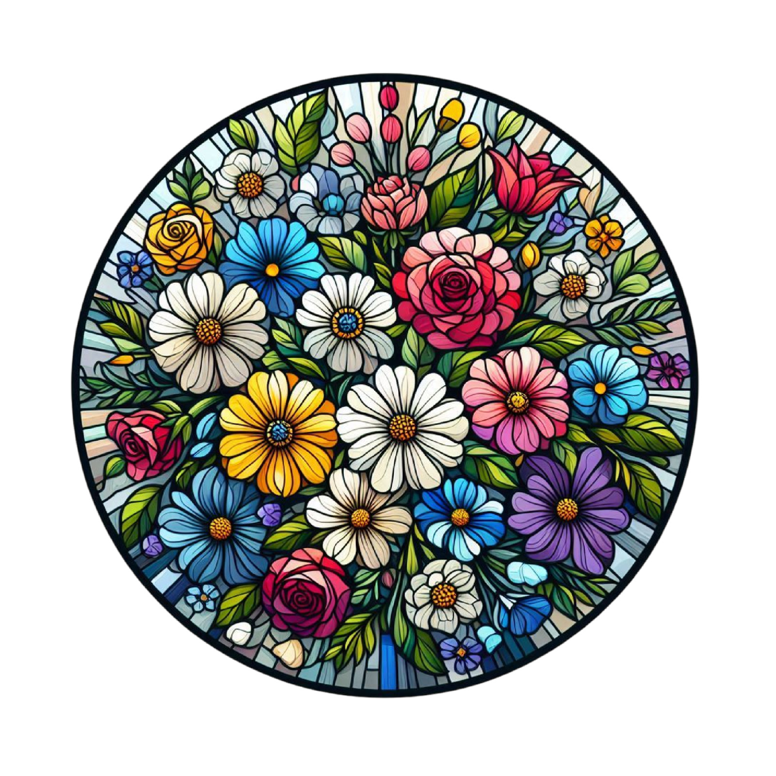 Wall decal sticker flowers stained glass wall sticker 18 x 18 cm large