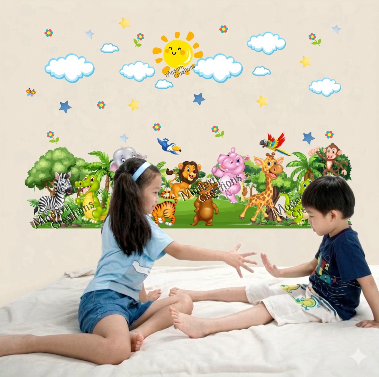Forest Wall Stickers Decals Kids Nursery Rooms Decor Large Jungle Animals Enjoy