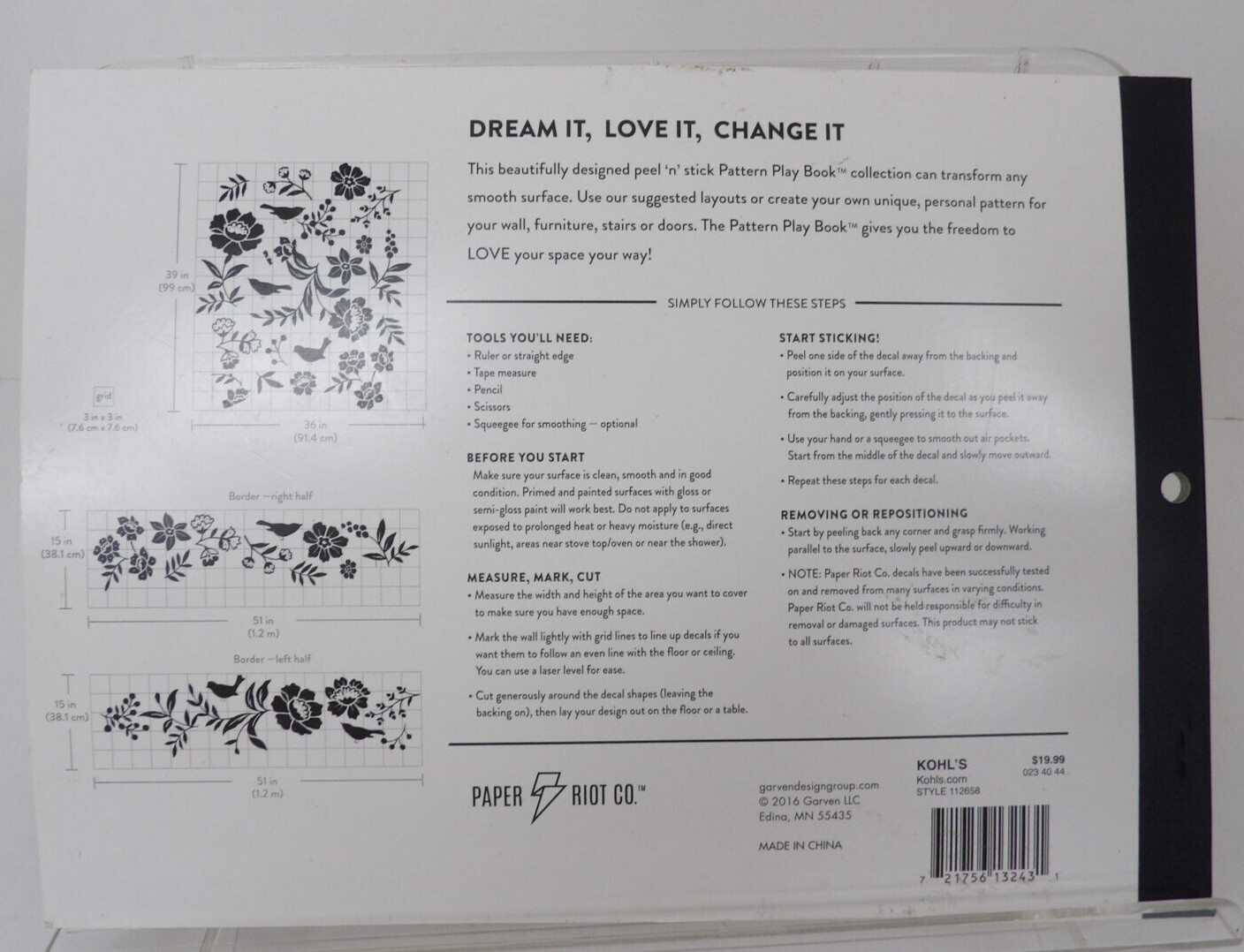 Pattern Play Book by Paper Riot Co 42 Removable Decals 112658 Peel & Stick Decor