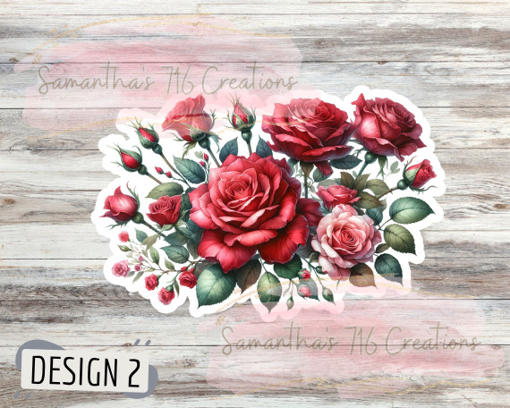 Roses Vinyl Stickers 3" For Laptops, Cups, Etc. Indoor, Water Resistant