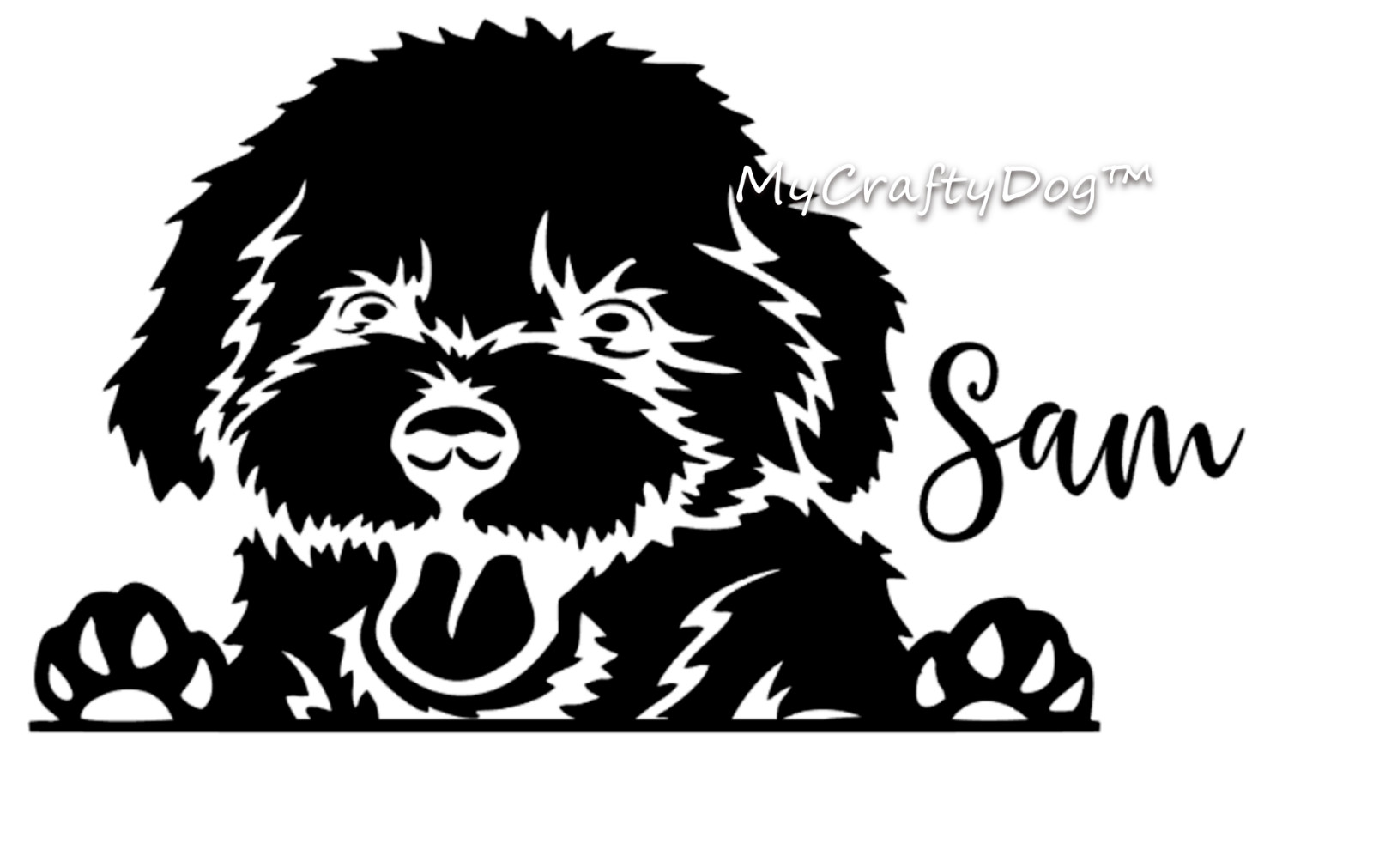 Small 8×5.5cm Cavoodle Peeking Dog Decal Vinyl Sticker Waterbottle Ipad Phone