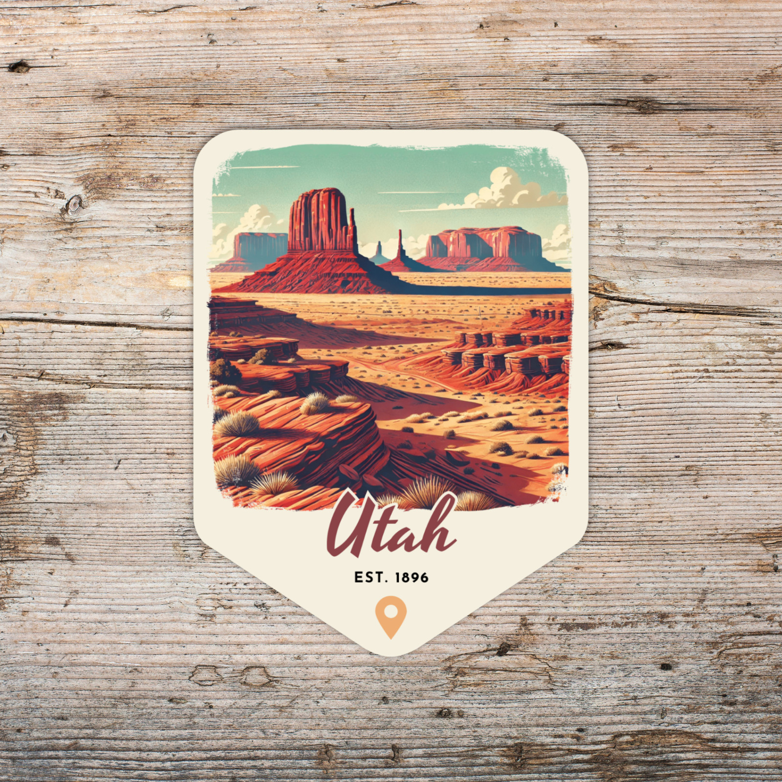 Utah Retro State Sticker Travel Vinyl Decal for Laptop Water Bottle Car