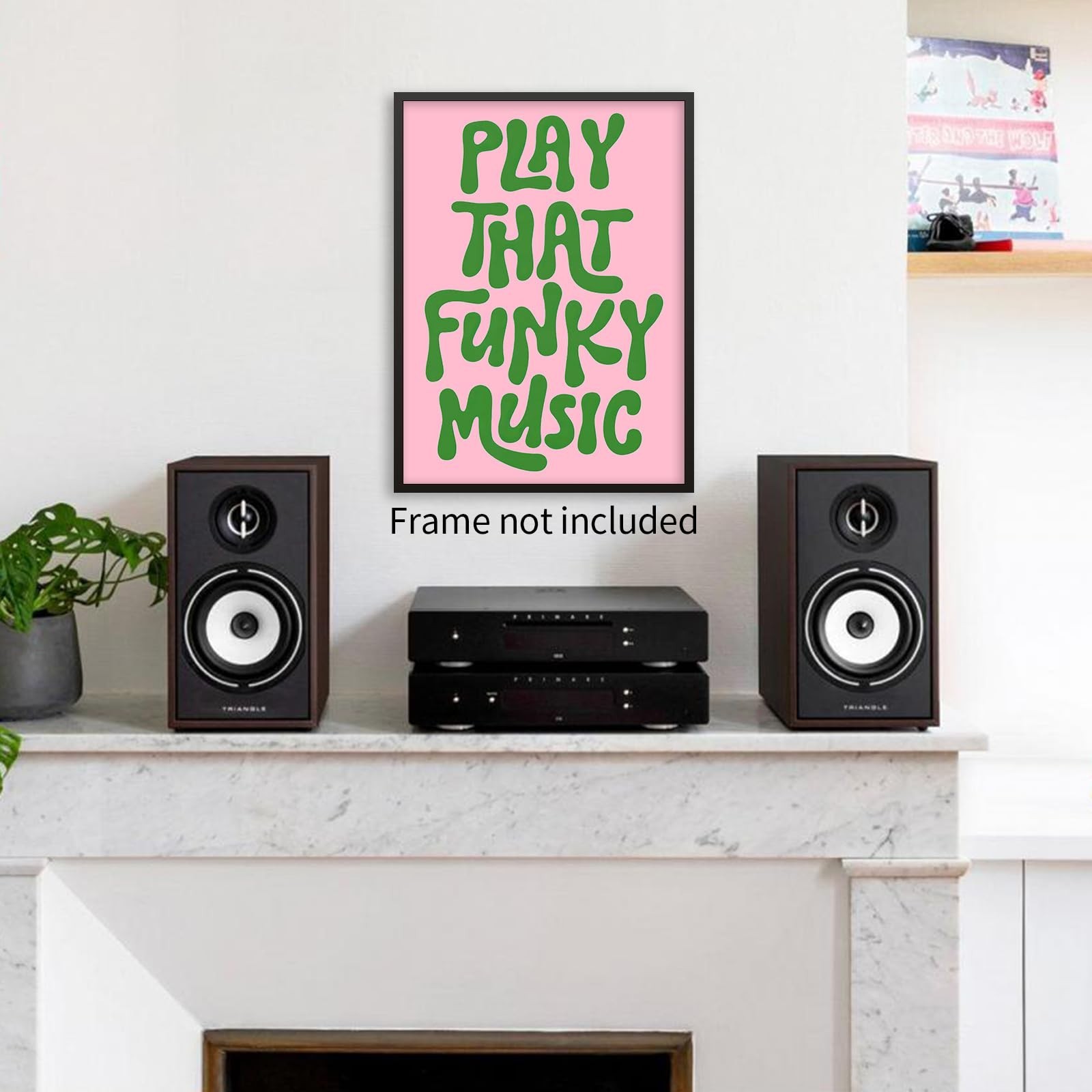 OMANI 70's Play That Funky Music Wall Art Pink and Green Popular Song Posters…