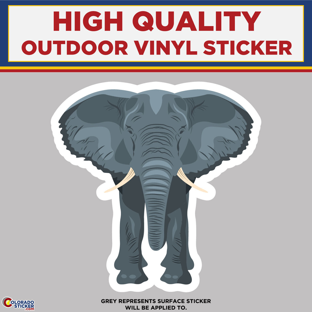 Grey Elephant, High Quality Vinyl Stickers