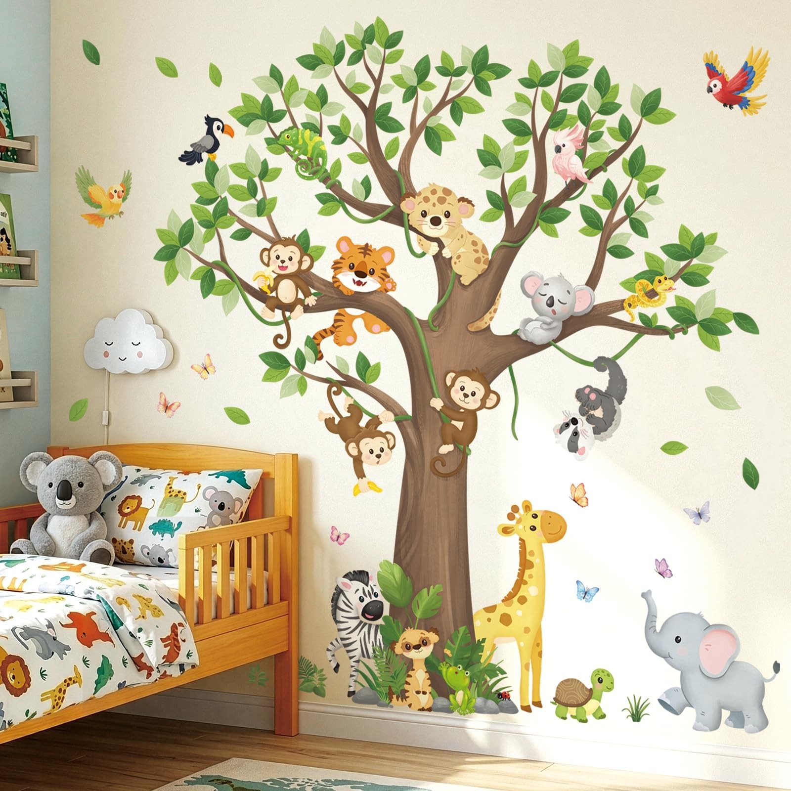 SG4-2504 Large Tree Jungle Animals Wall Decals Removable Stickers for Kids Be…