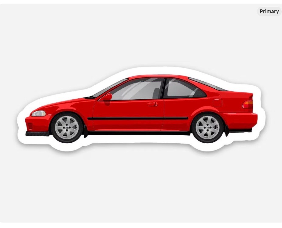 3” Civic Sticker Ej Eg Type R Decal Matte Finish Dishwasher Safe