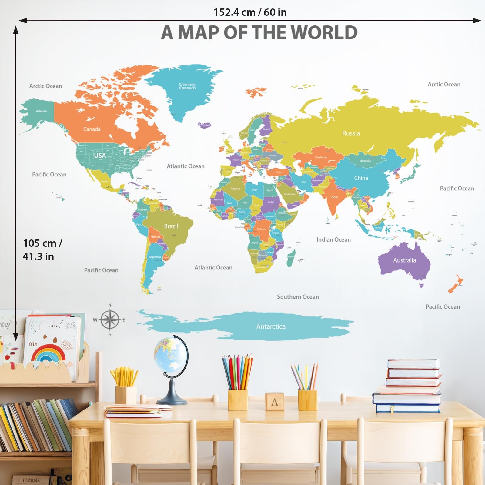 DL3-2302 Colourful World Wall Stickers Decals Poster Art Board Tapestry décor…