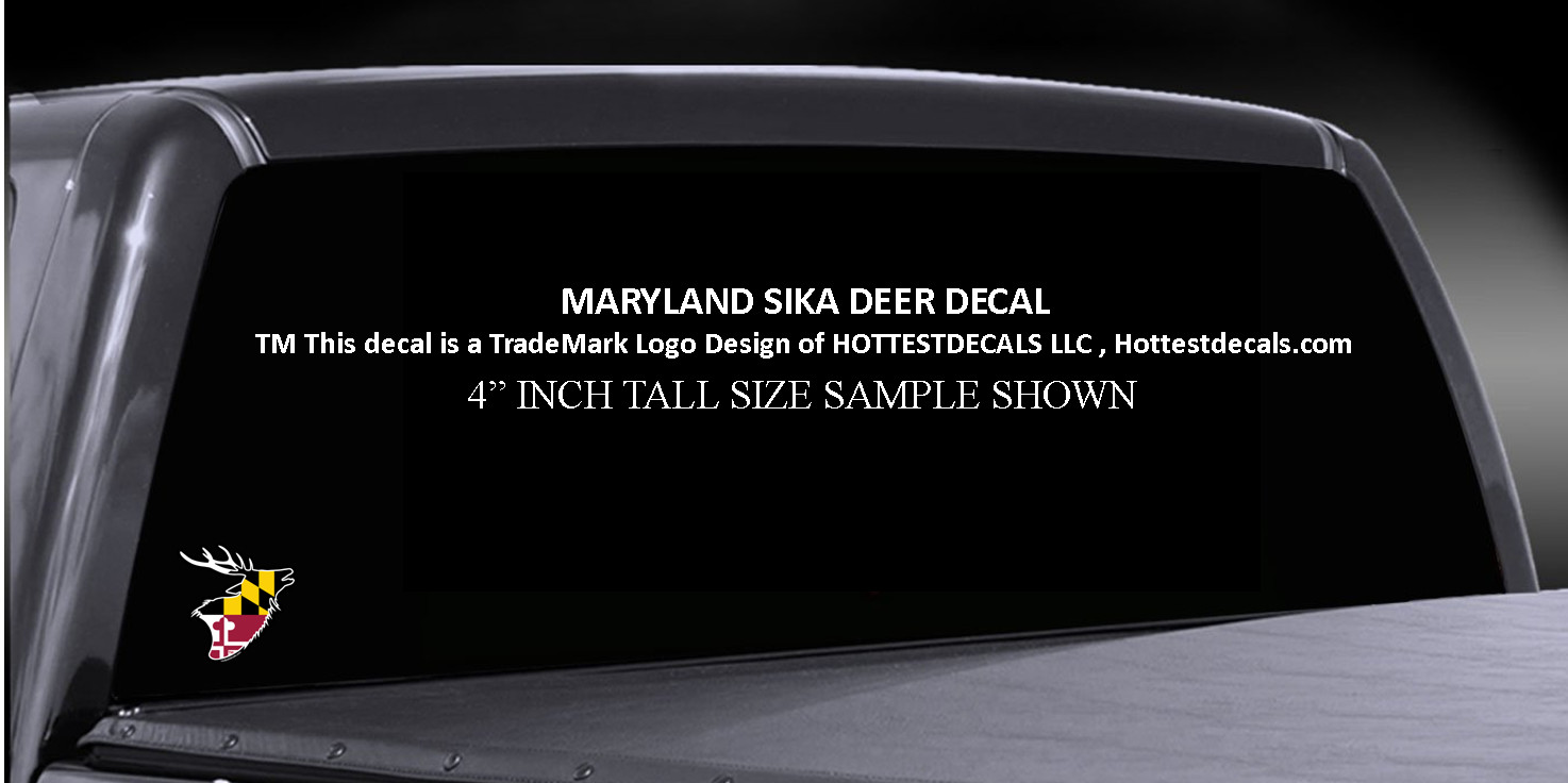 SIKA DEER DECAL Maryland Flag Sticker REED CAMO MARSH WEED Vinyl Car Truck Boat