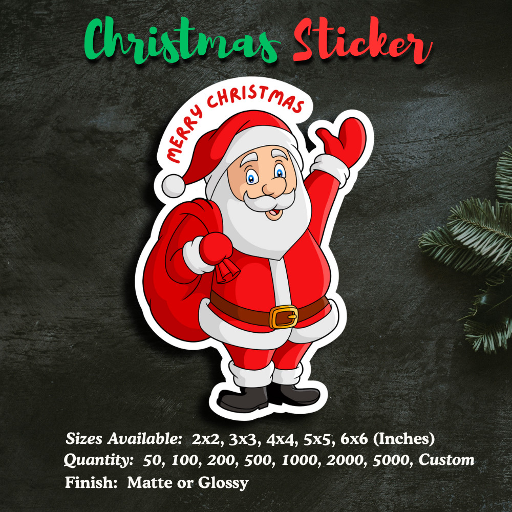 Santa Christmas Sticker Waterproof Vinyl Decal Glossy Matte Laminated NEW