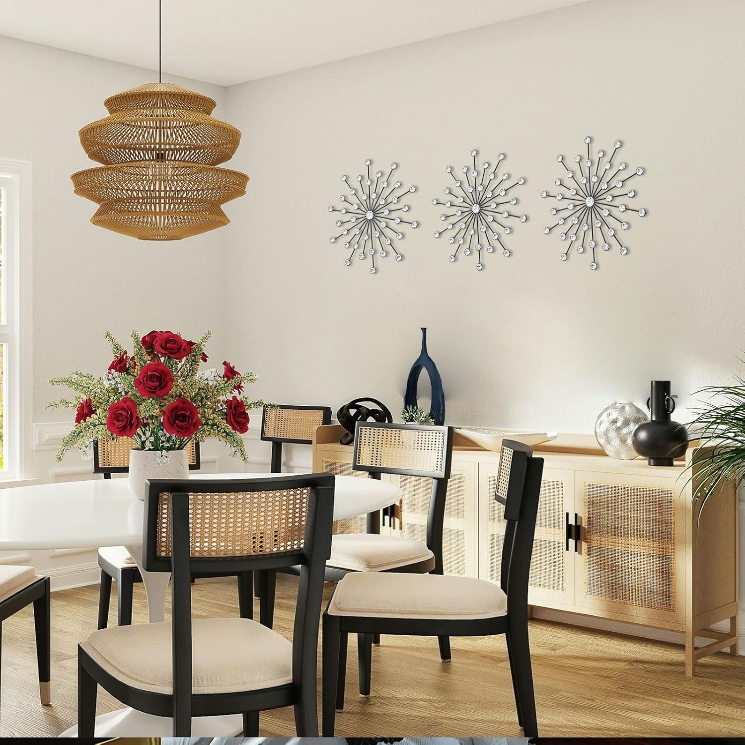 Crystal Metal Starburst Wall Art Trio