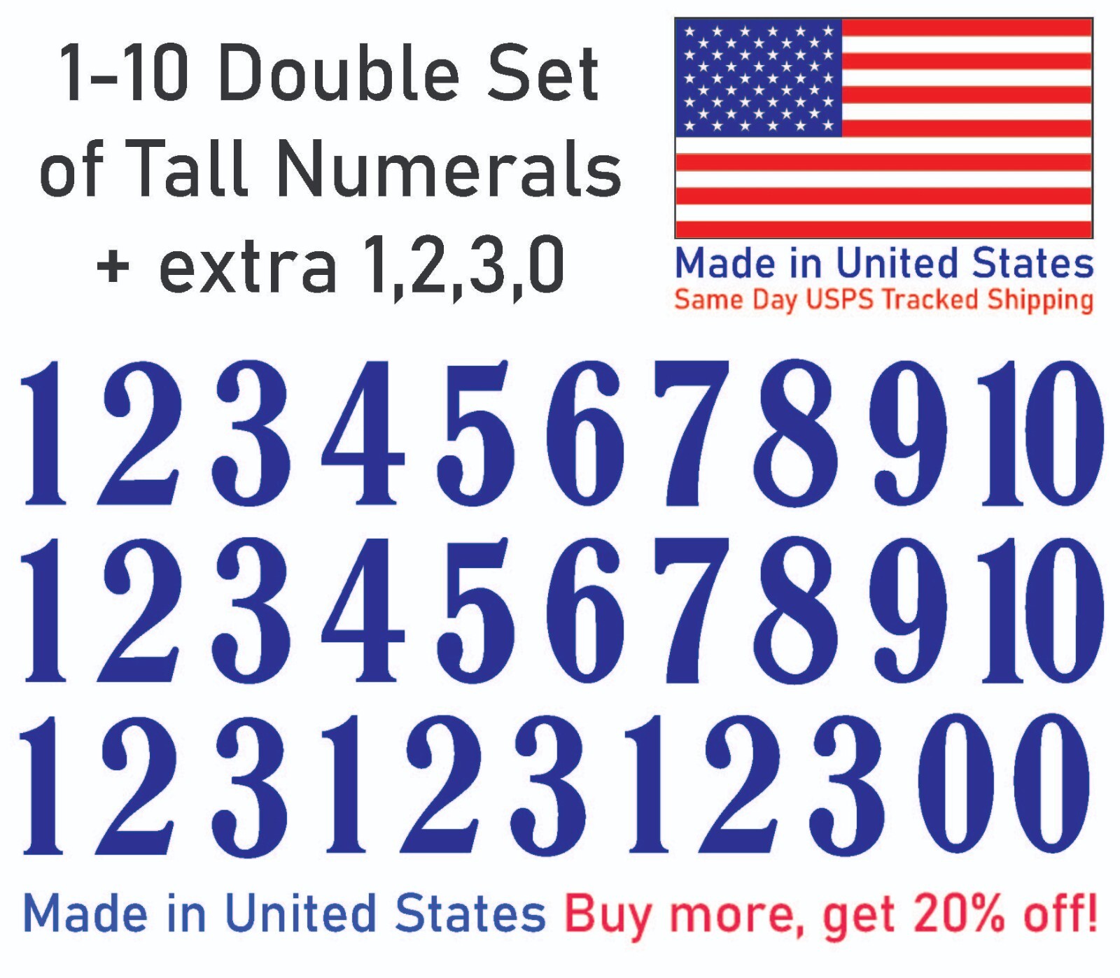 1-10 School Book Outdoor Vinyl Decal Numbers for Mailbox, Door, Address, Locker