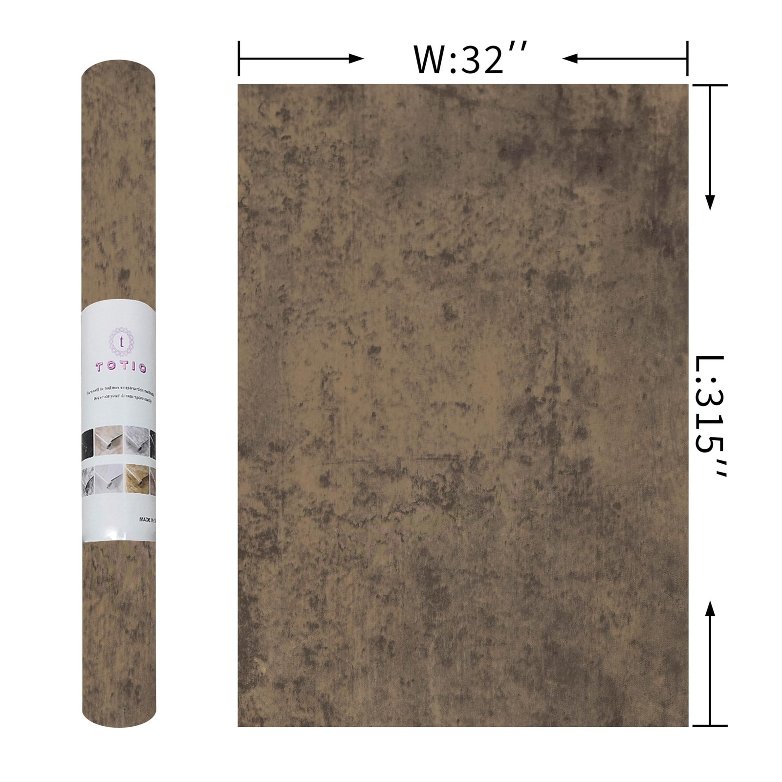 32x315inch Dark Brown Concrete Cement Wallpaper Peel and Stick Tan Countertop…