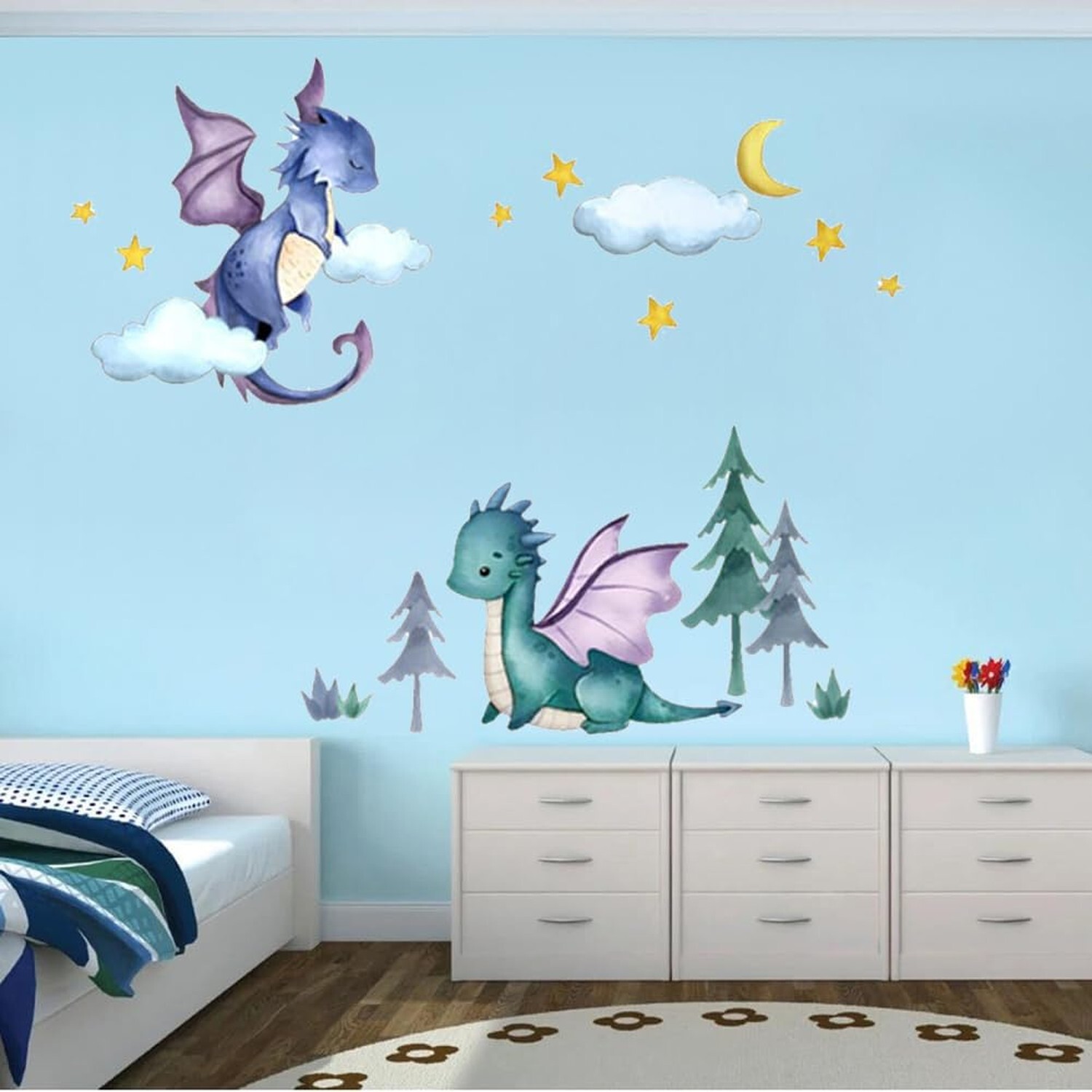 Dinosaur Wall Decals Baby Nursery Wall Decor Dino Wall Stickers Toddler Playr…
