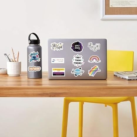 61pcs Aesthetic Cartoon Pronoun Stickers – Cute Vinyl Decals for All Surfaces