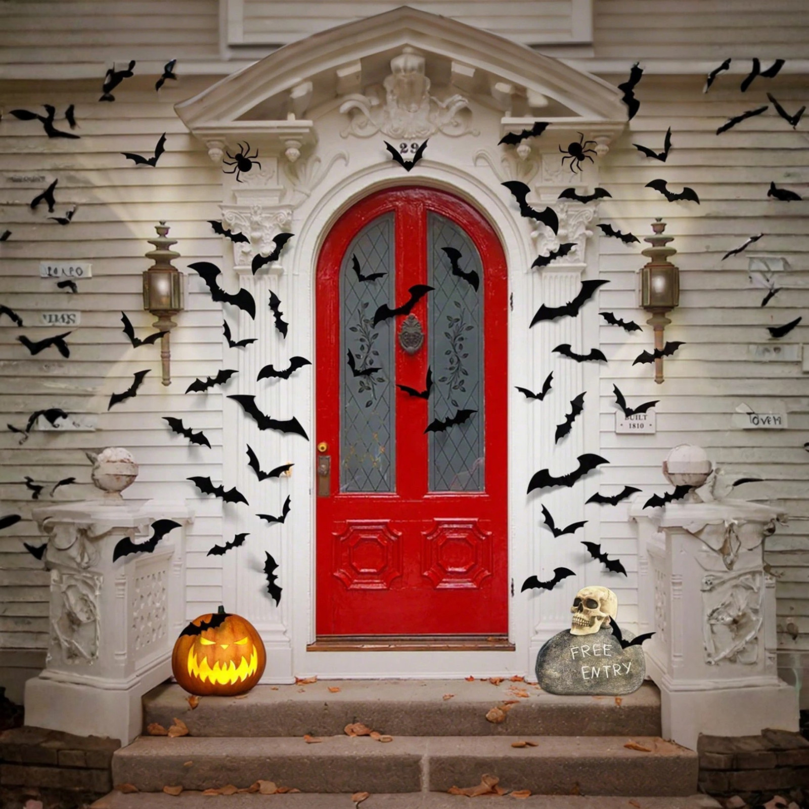 120/60pcs Halloween Bat Stickers 3D Black Stereoscopic Wall Decor Decals 4 Size