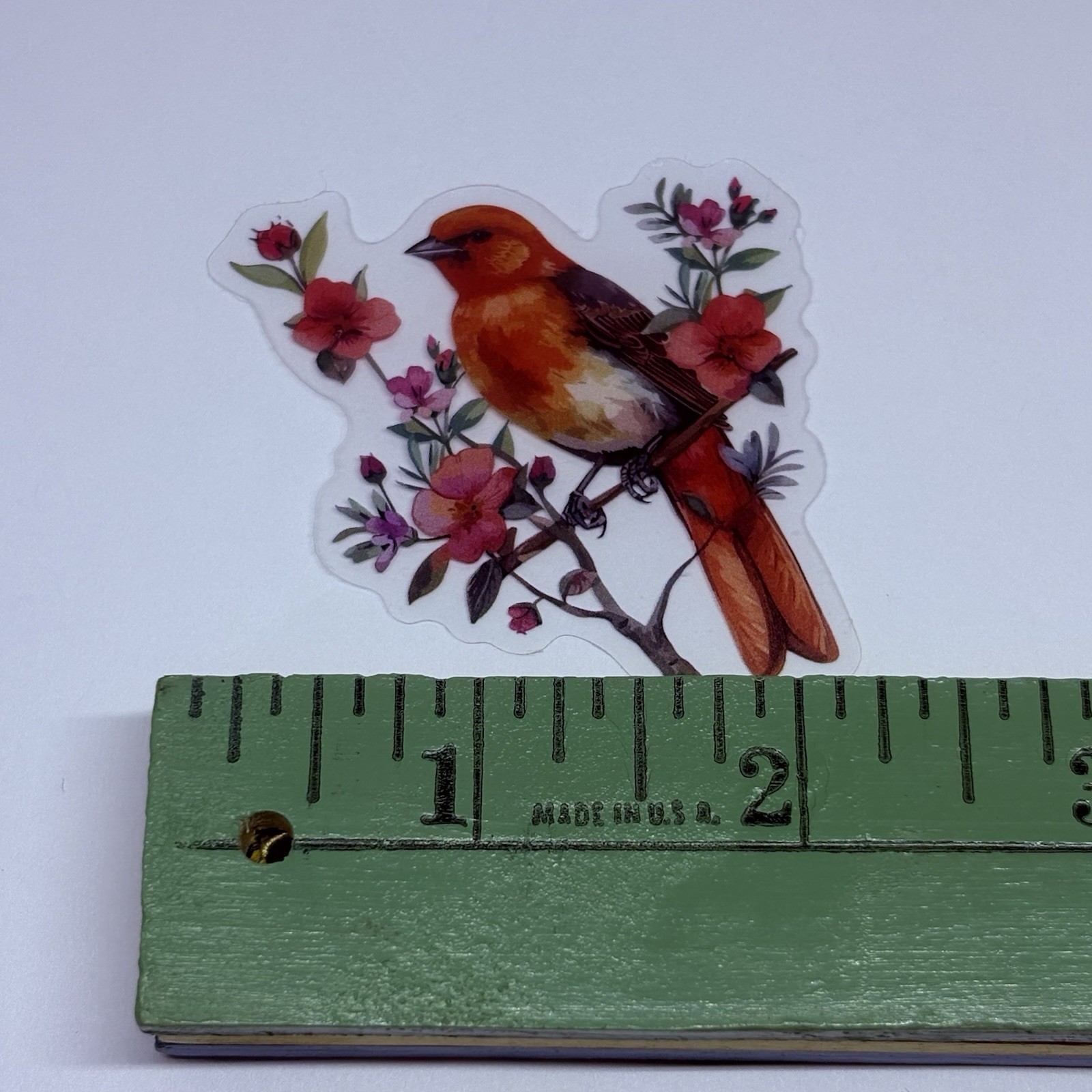 Scarlet Tanager Bird Sticker Animal Art Transparent Journal Decal VinylTc6