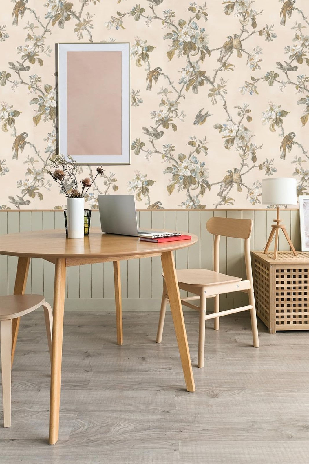 Vintage Floral Peel and Stick Wallpaper, Flowers and Birds, Self-Adhesive, Re…