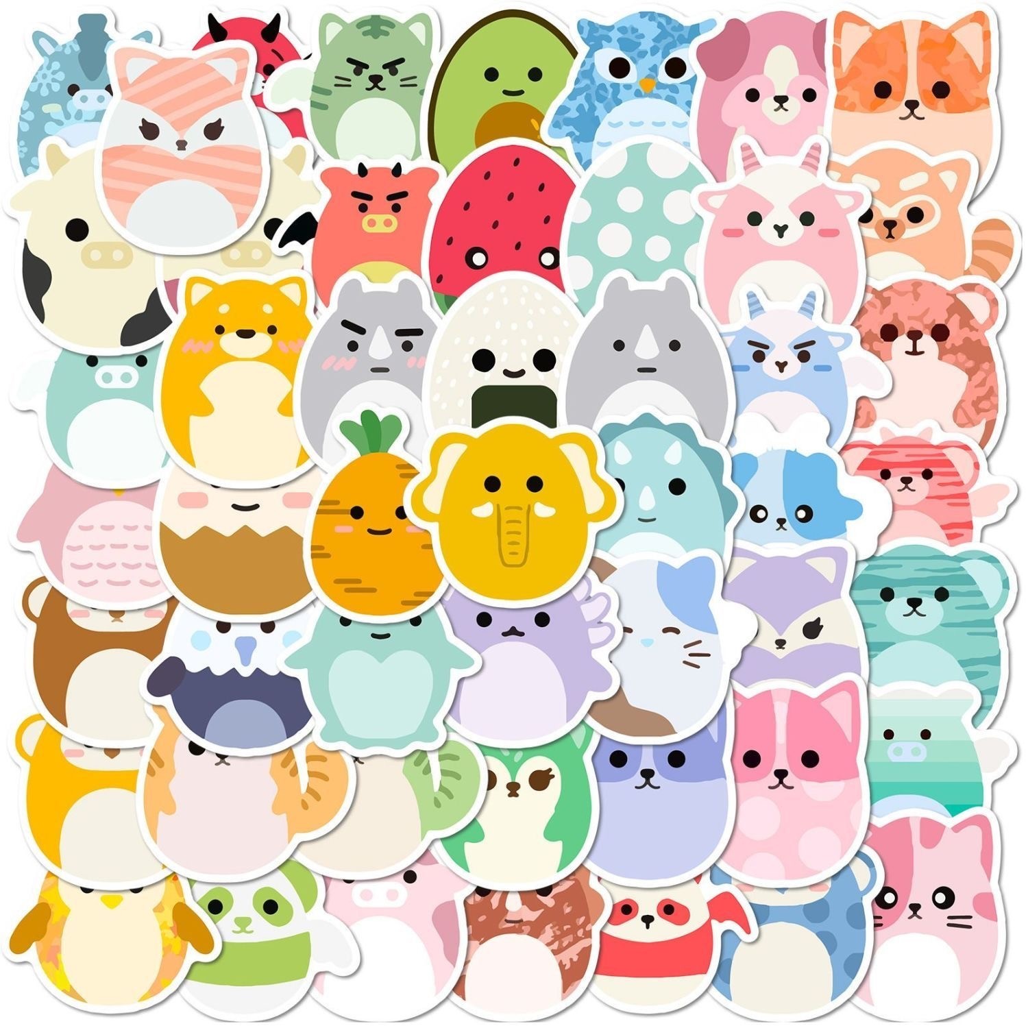 50Pcs Kawaii Animal Stickers Cute Cartoon Decals for Laptop Water Bottle Kids Gi