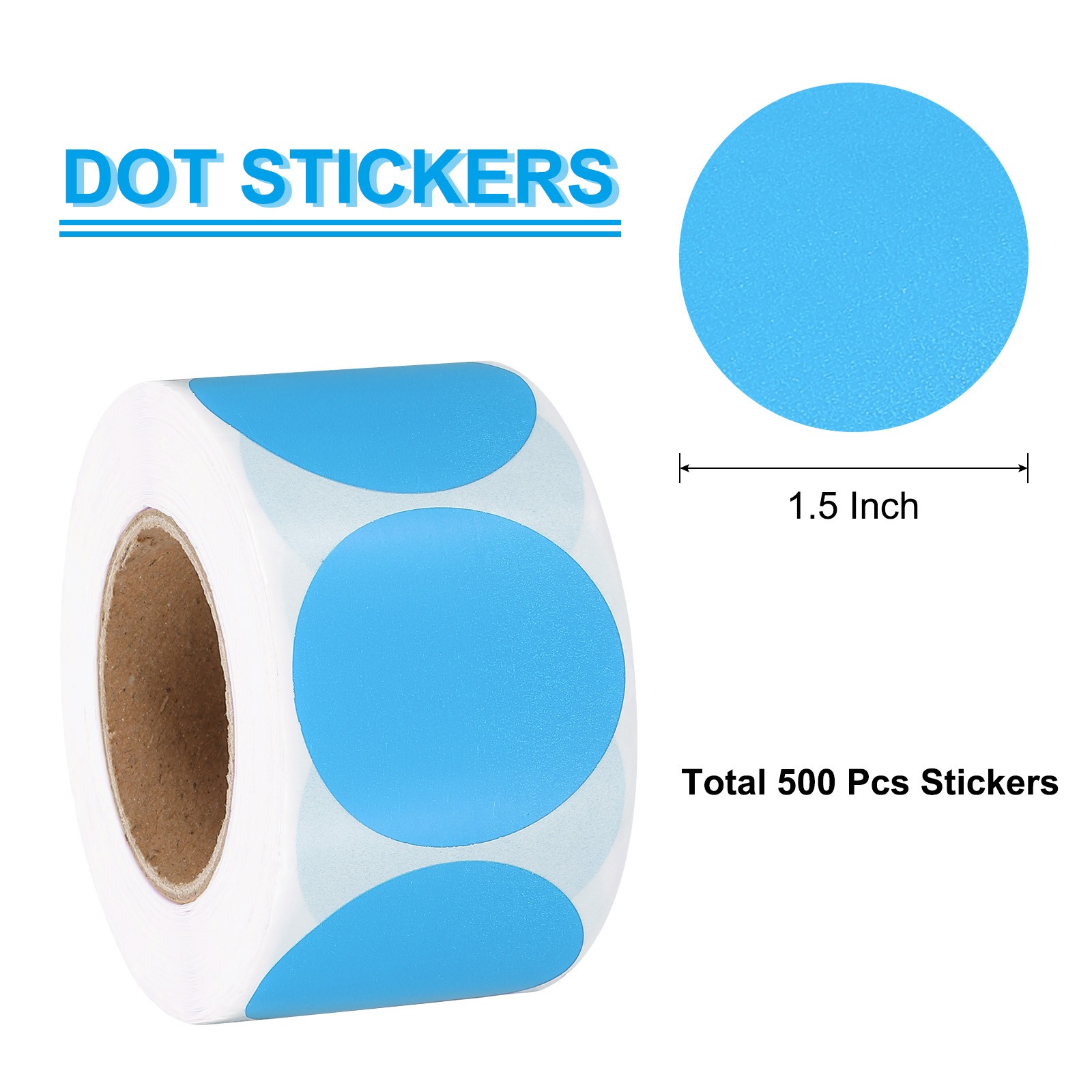 1.5 Inch Round Thermal Label Stickers for Business, Blue (500Pcs)
