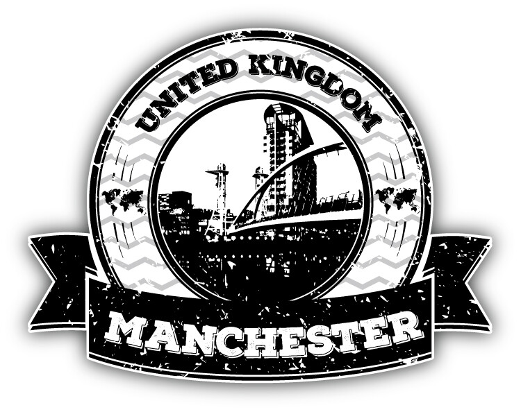 Manchester United Kingdom Grunge Rubber Stamp Travel Car Bumper Sticker Decal