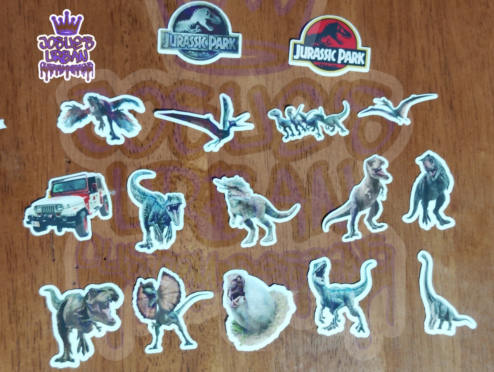14 pcs Stickers: Jurassic Park Dinosaur Glossy Stickers