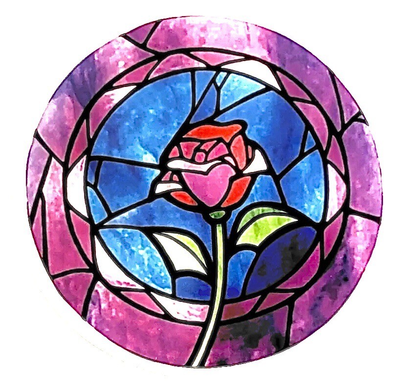 Colorful Phone Sticker (2 inch) Rose Round Sticker Decal Beautiful