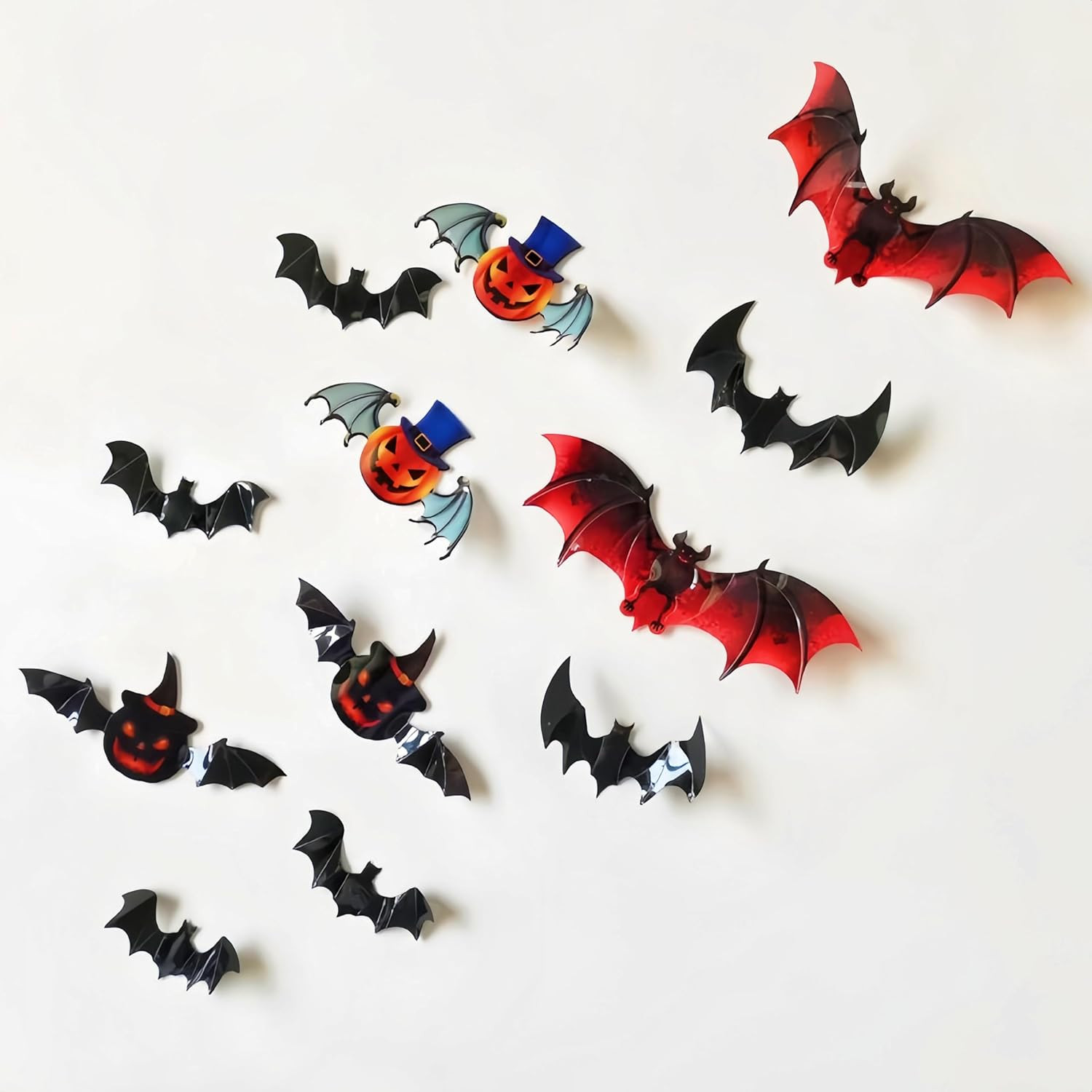 16PCS Glow in the Dark Bat Wall Decals 3D Luminous Halloween Stickers