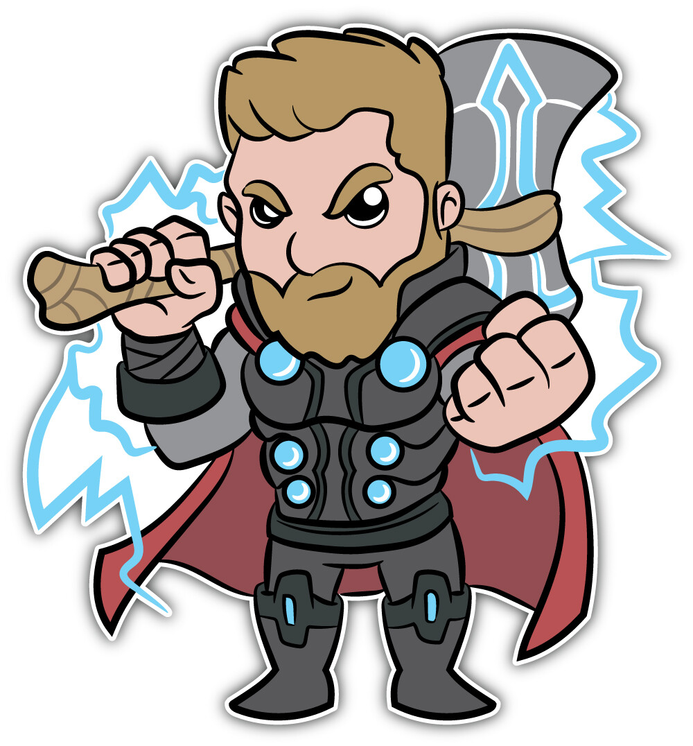 Avengers Thor Cartoon Sticker Bumper Decal – "SIZES"
