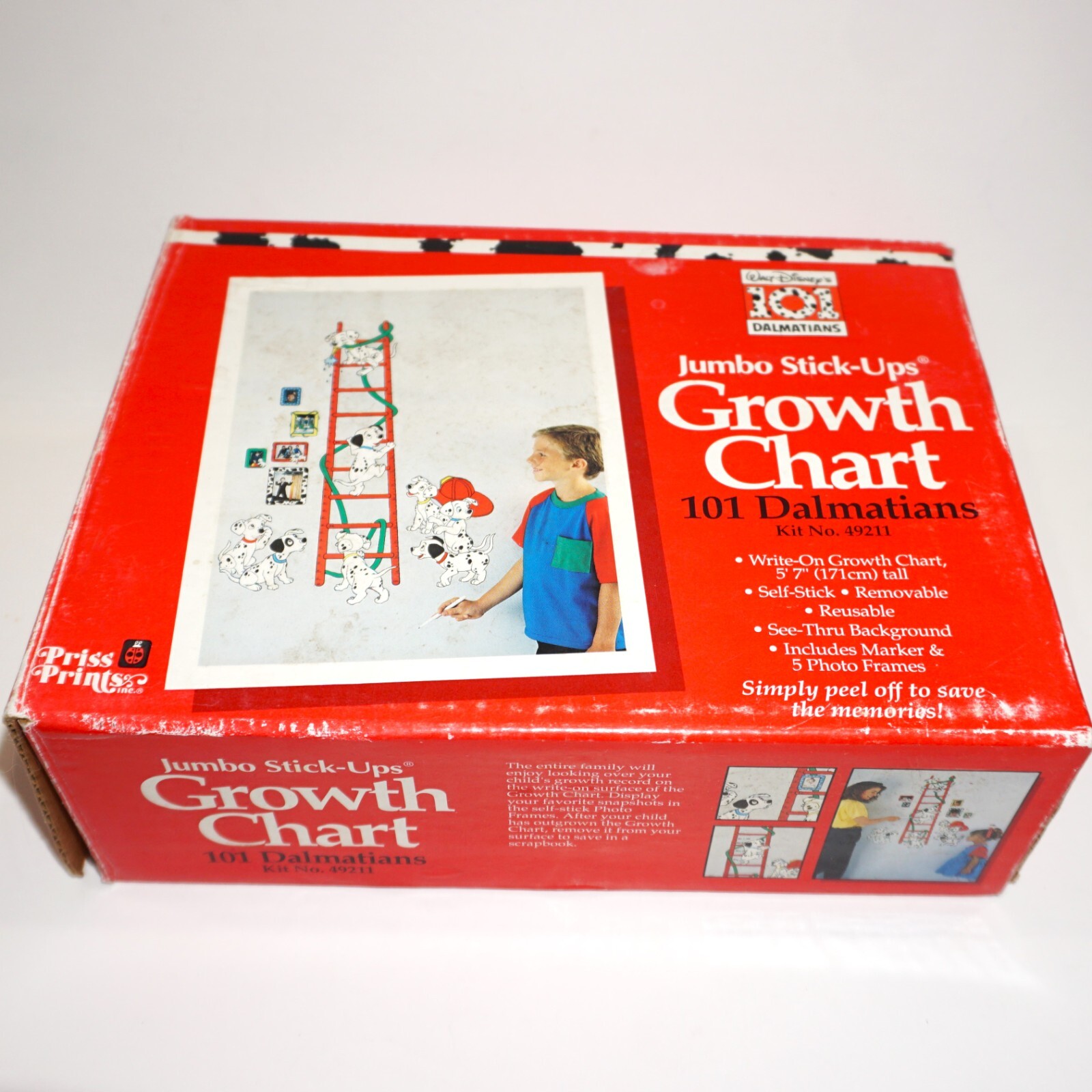 Disney Growth Chart 101 Dalmations Priss Prints Vintage Open Box #49211 Stick Up