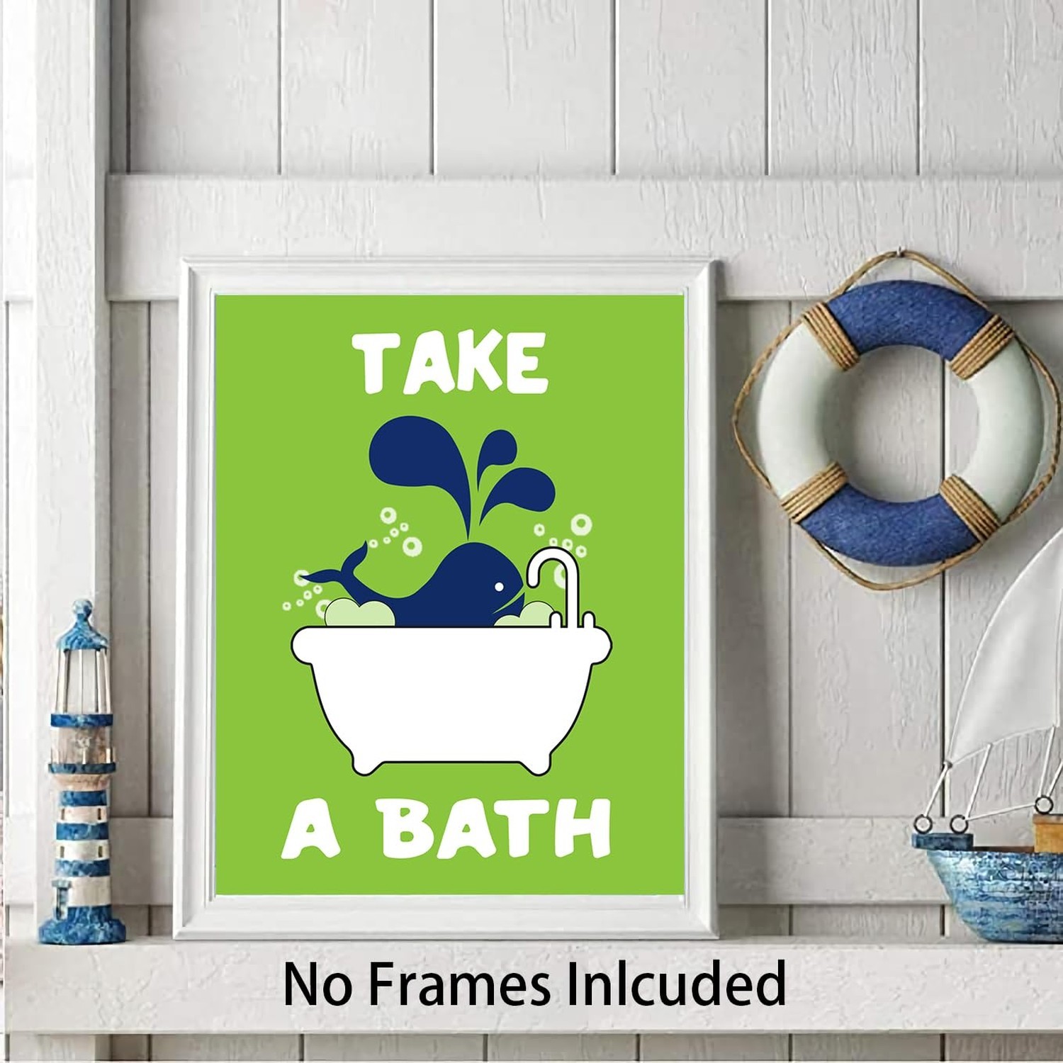 Kids Bathroom Wall Art Prints – Cute Sea Life Themed Animal Canvas Posters fo…