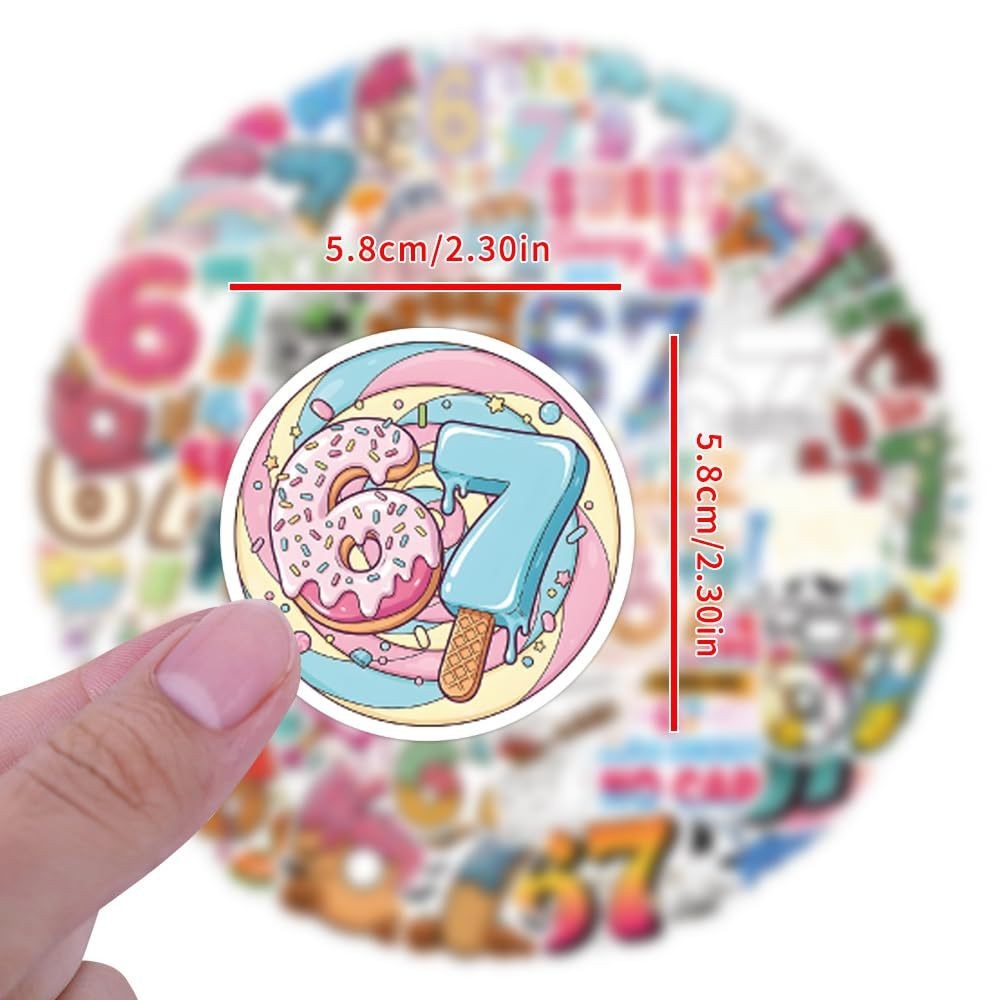 50pcs Number 67 Six Seven Waterproof Stickers Travel Trip Luggage Phone Laptop