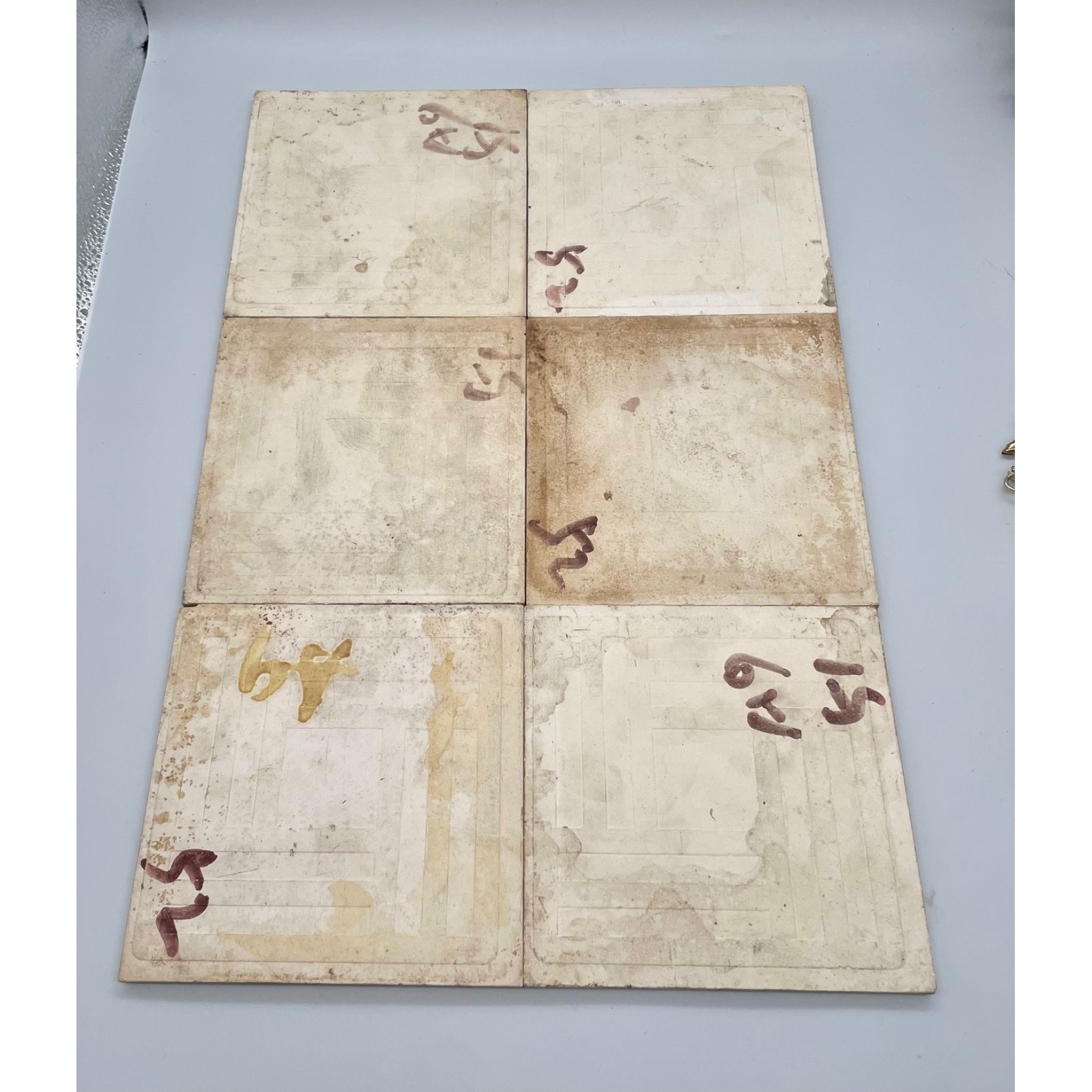 Art Nouveau Style Floral Ceramic Tile Mural 6-Piece Set Yellow Brown