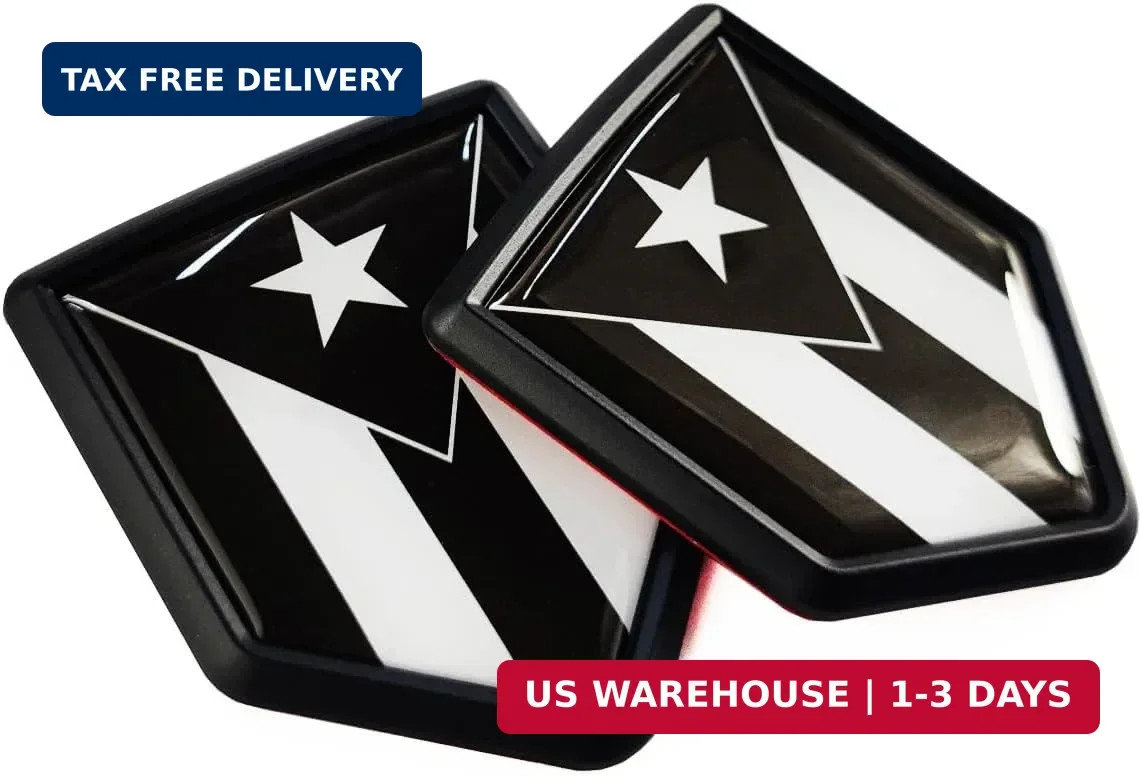 Black Puerto Rico Flag Decal Sticker Car Emblem Puerto Rican Flag Car Decoration