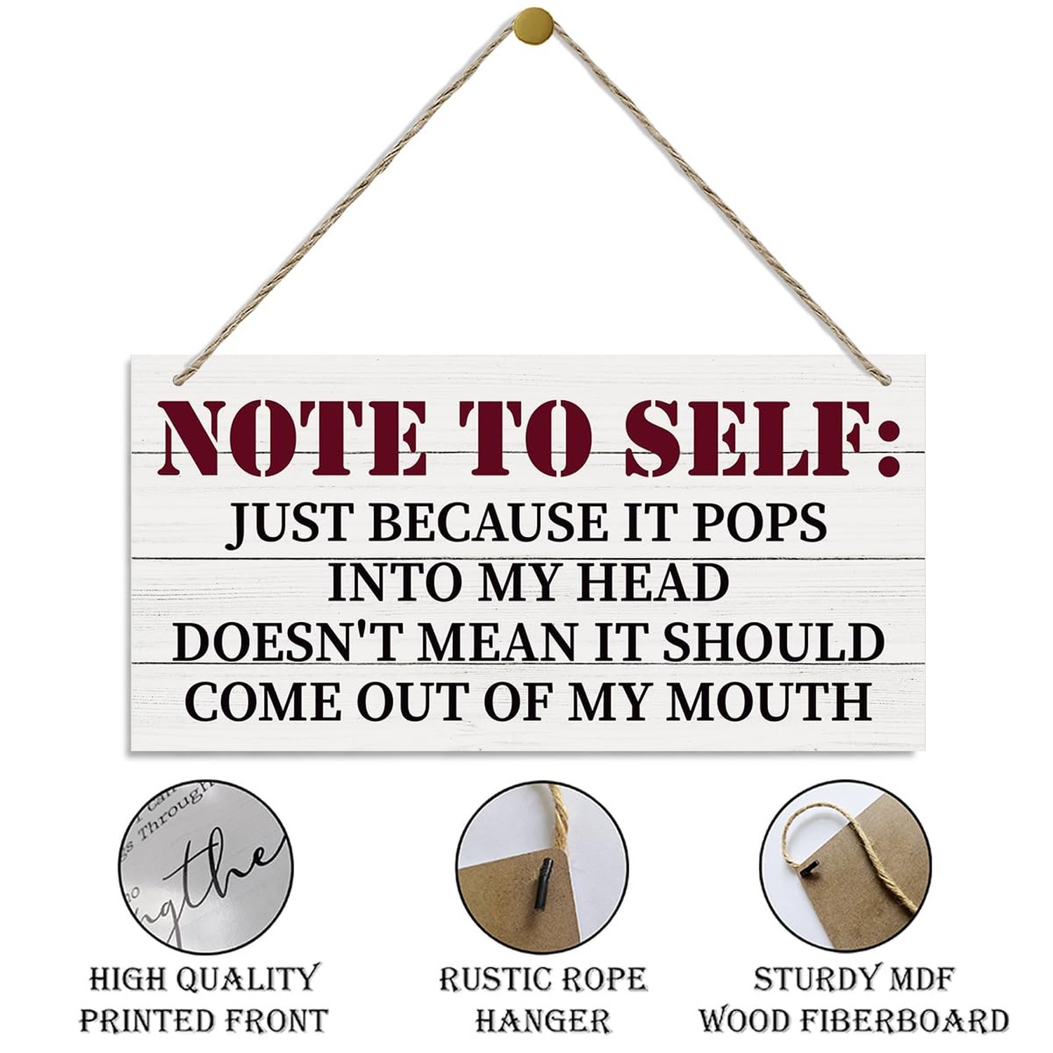 Note to Self Sign, Inspirational Wood Sign, Hanging Printed Wooden Plaque Dec…