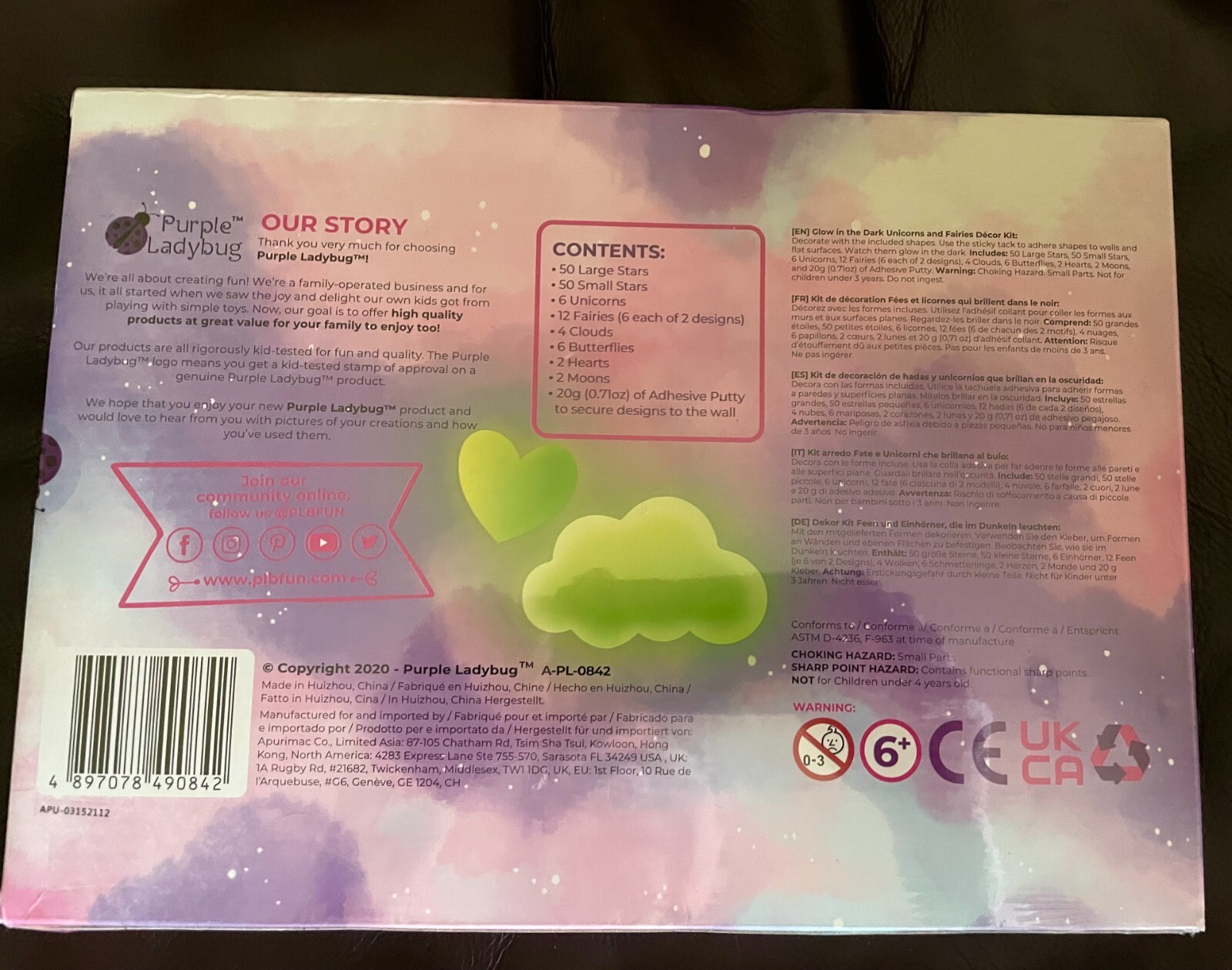 Fairy Unicorn Butterfly Stars Glow in the Dark Luminous Wall Decal Stickers Kit