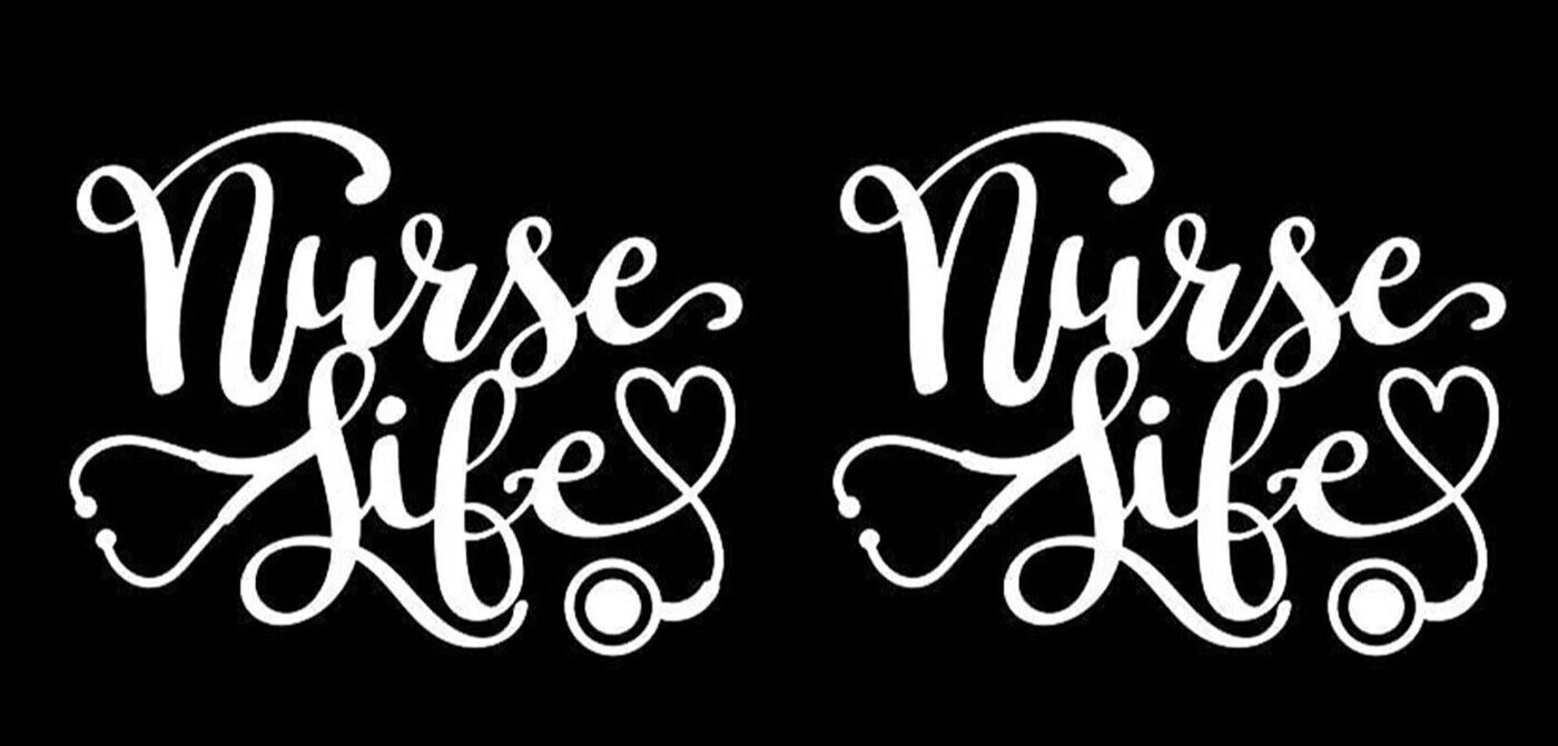 Nurse Life Stethoscope Two 5" White Vinyl Decals Car Truck Window Laptop Tablet