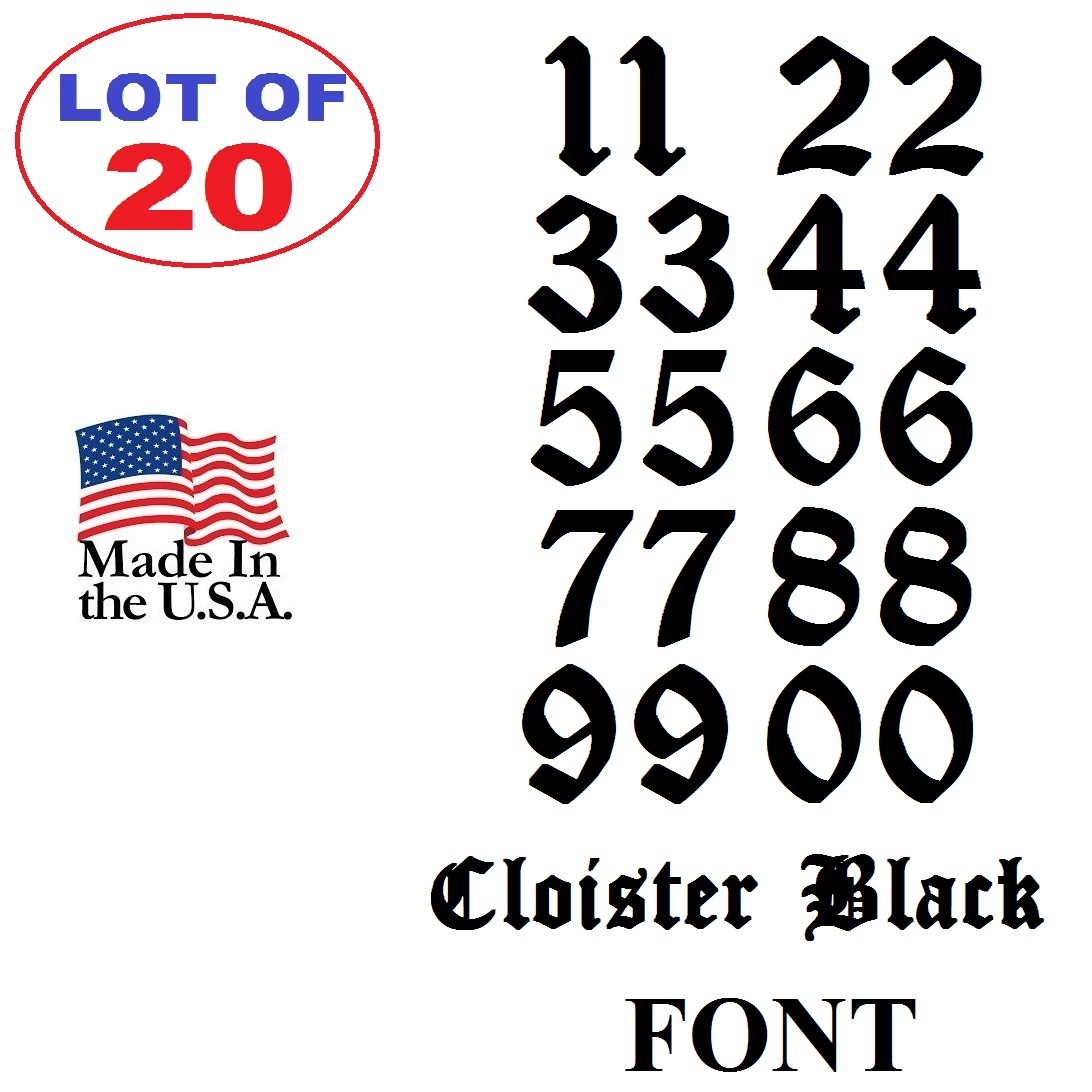 Lot of 20 White,Black Vinyl Street Address,Mailbox Number Decal Stickers CLOISTE