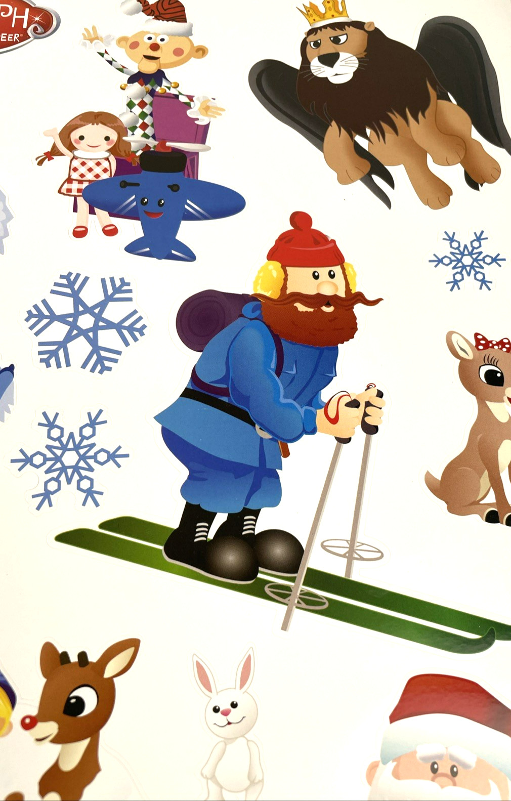 Rudolph the Red Nosed Reindeer Lrg 23 Sticker Scene 17”x 11” Set Of 12 NEW