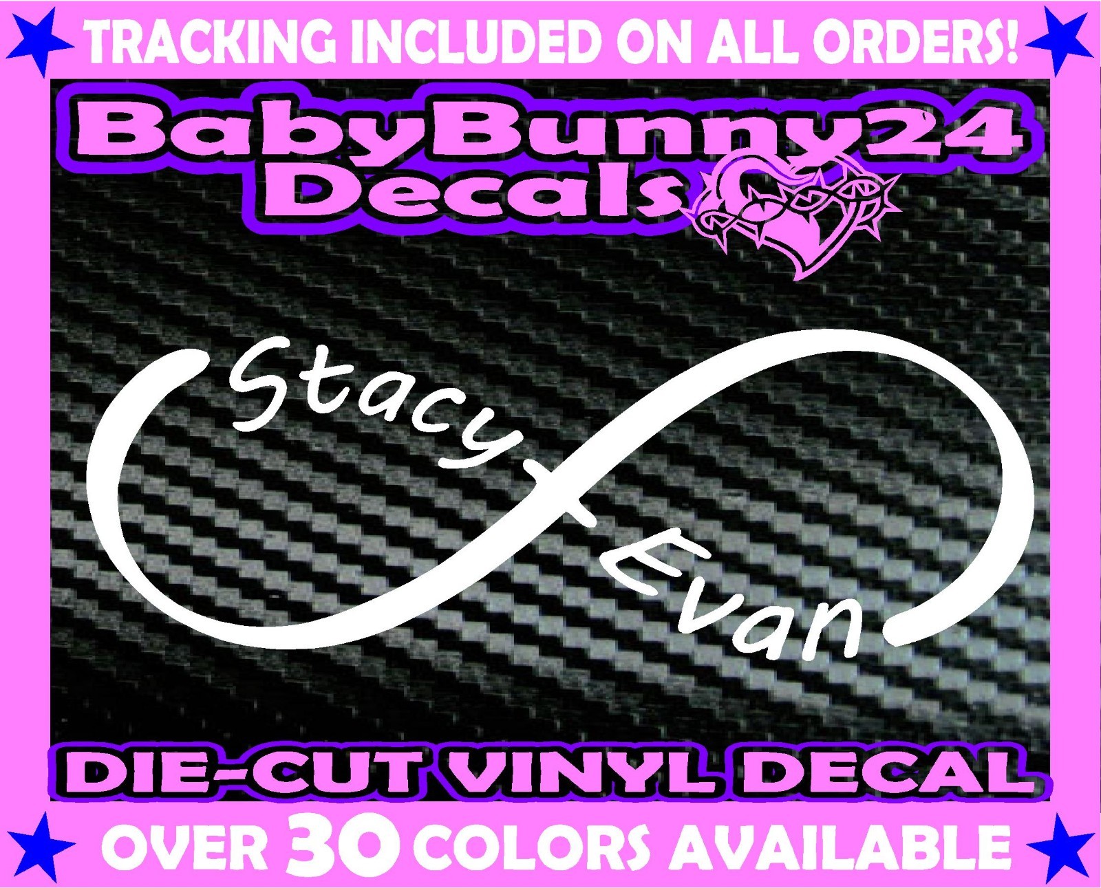 Custom Personalized name couple his hers infinity vinyl DECAL Sticker Car Truck