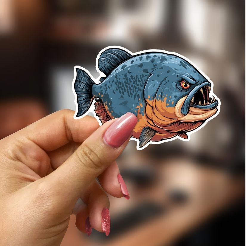 Piranha, Sticker, Peel N' Stick, Different Sizes