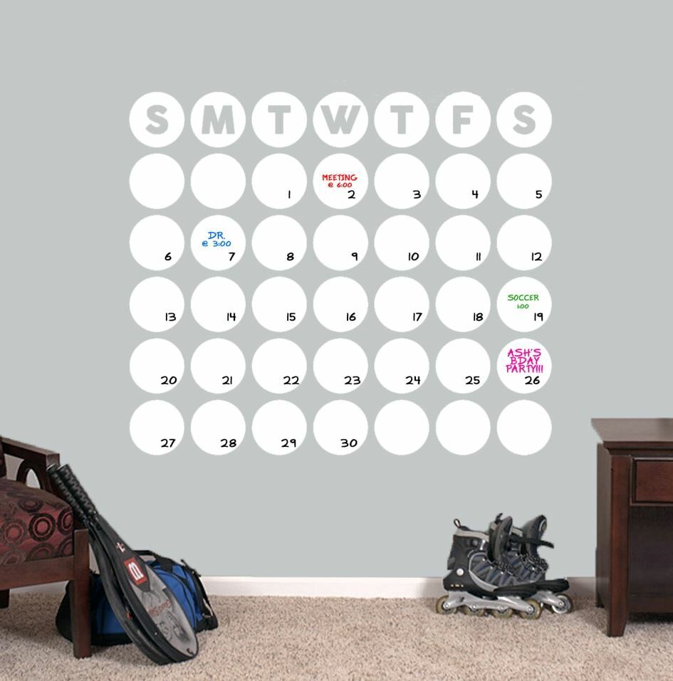 Dry Erase Circle Calendar Wall Decal – Calendar, Organization, Kitchen, Decor