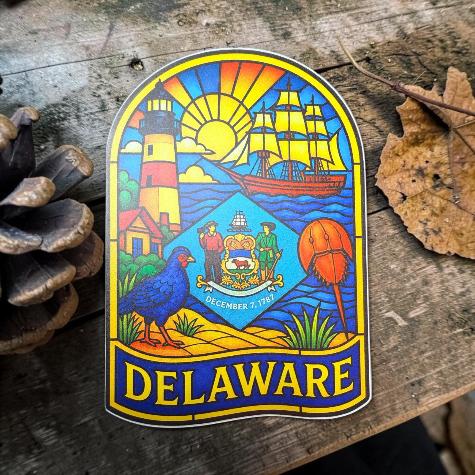 Delaware Sticker Vintage Travel Decal Vacation Souvenir DE Vinyl Laptop Bumper