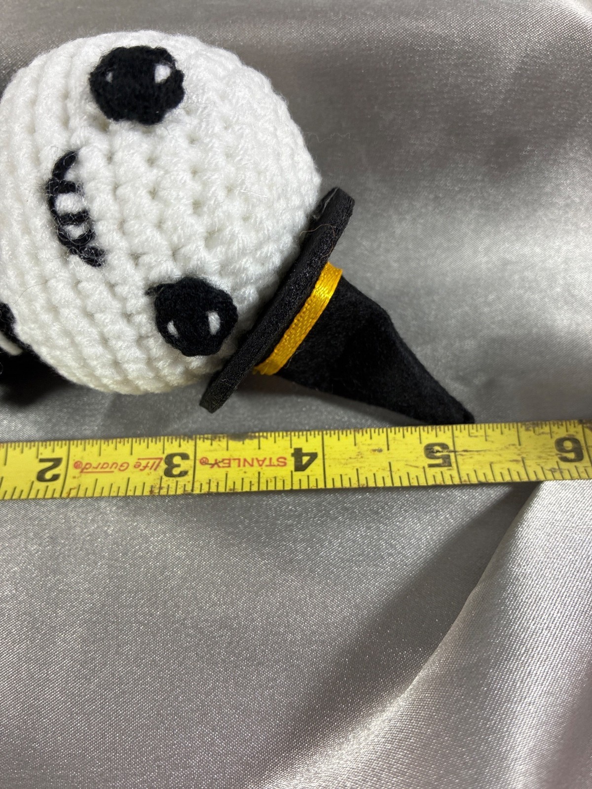 Halloween Plush Skeleton Doll Crochet Face Witch Hat Happy Halloween Boxed 5.25"