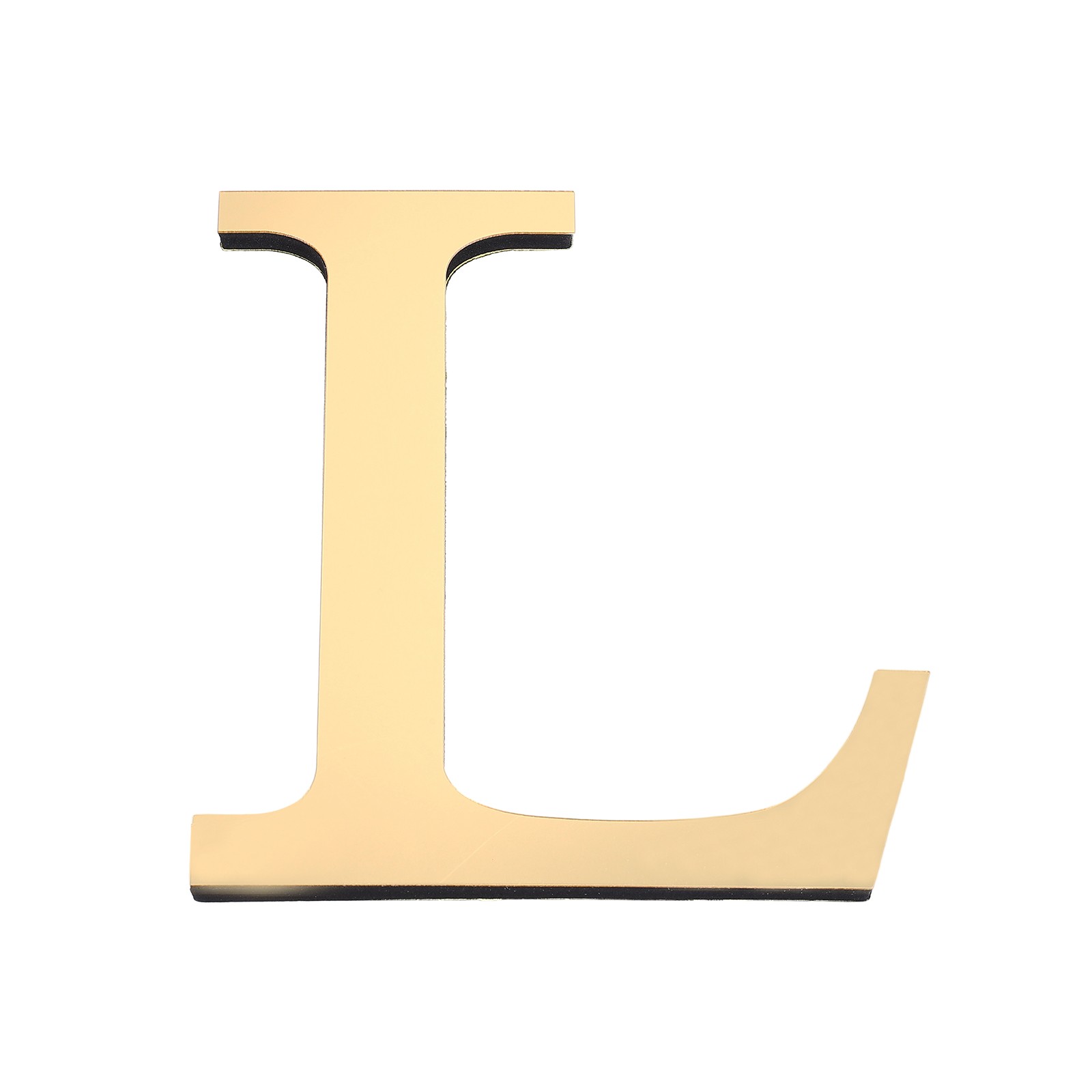 7.87" 3D Acrylic Alphabet Mirror Wall Sticker Letter L Light Gold