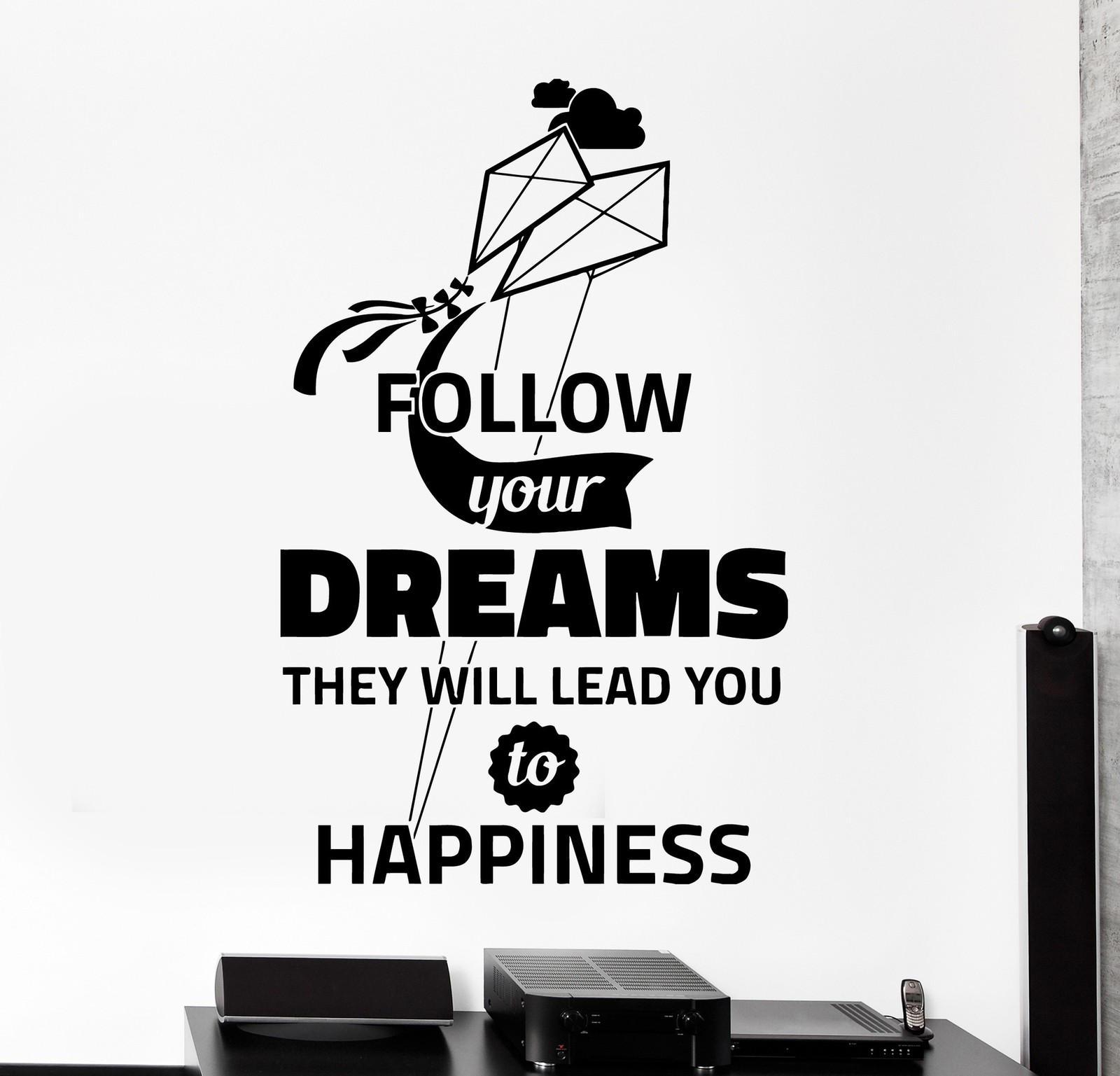 Wall Decal Motivation Quotes Follow Your Dreams Happiness Interior Decor z4012