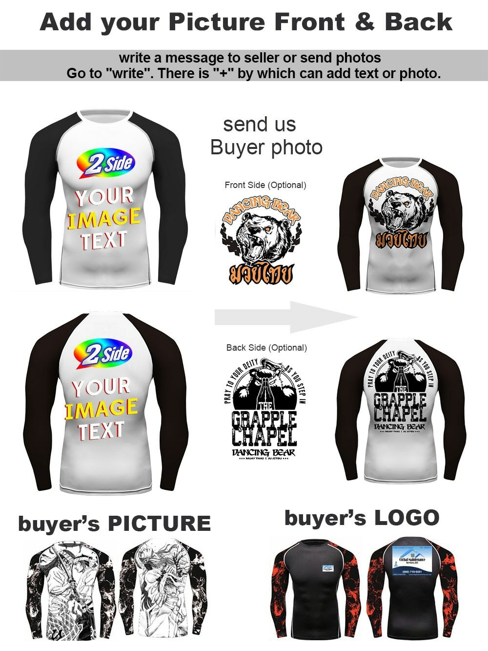 Custom Made MMA BJJ Brazilian Jiu Jitsu Rash Guards For Academy School Dojo