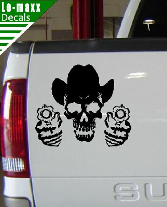 Cowboy Skull And Guns Western Country Car Truck SUV Quality Die Cut Vinyl Decal